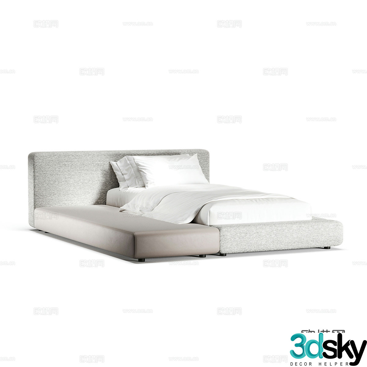 Modern simple double bed Double bed Simple bed Bedroom bed Pillow 3D model