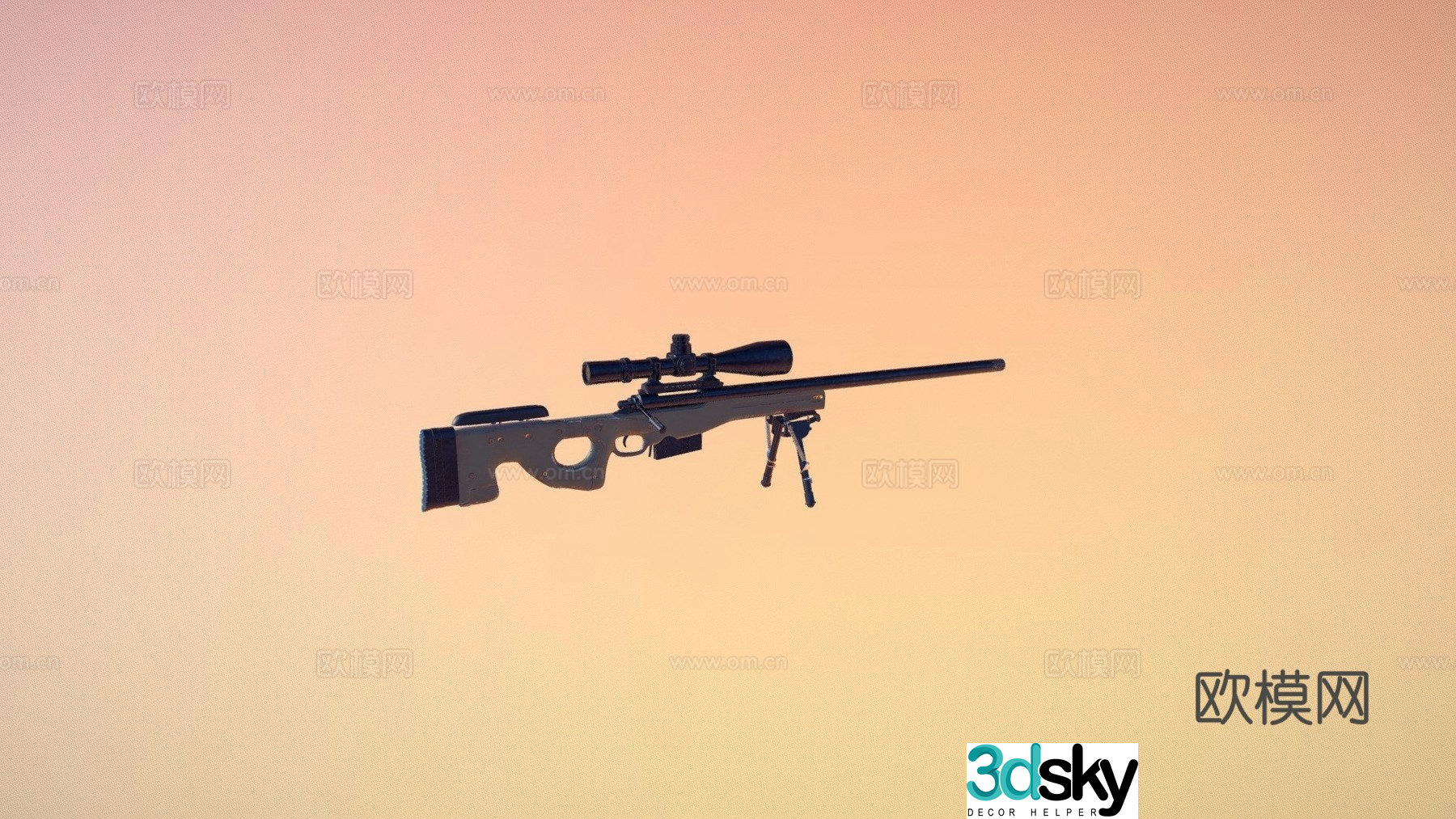 Second hand sniper rifle 3d model