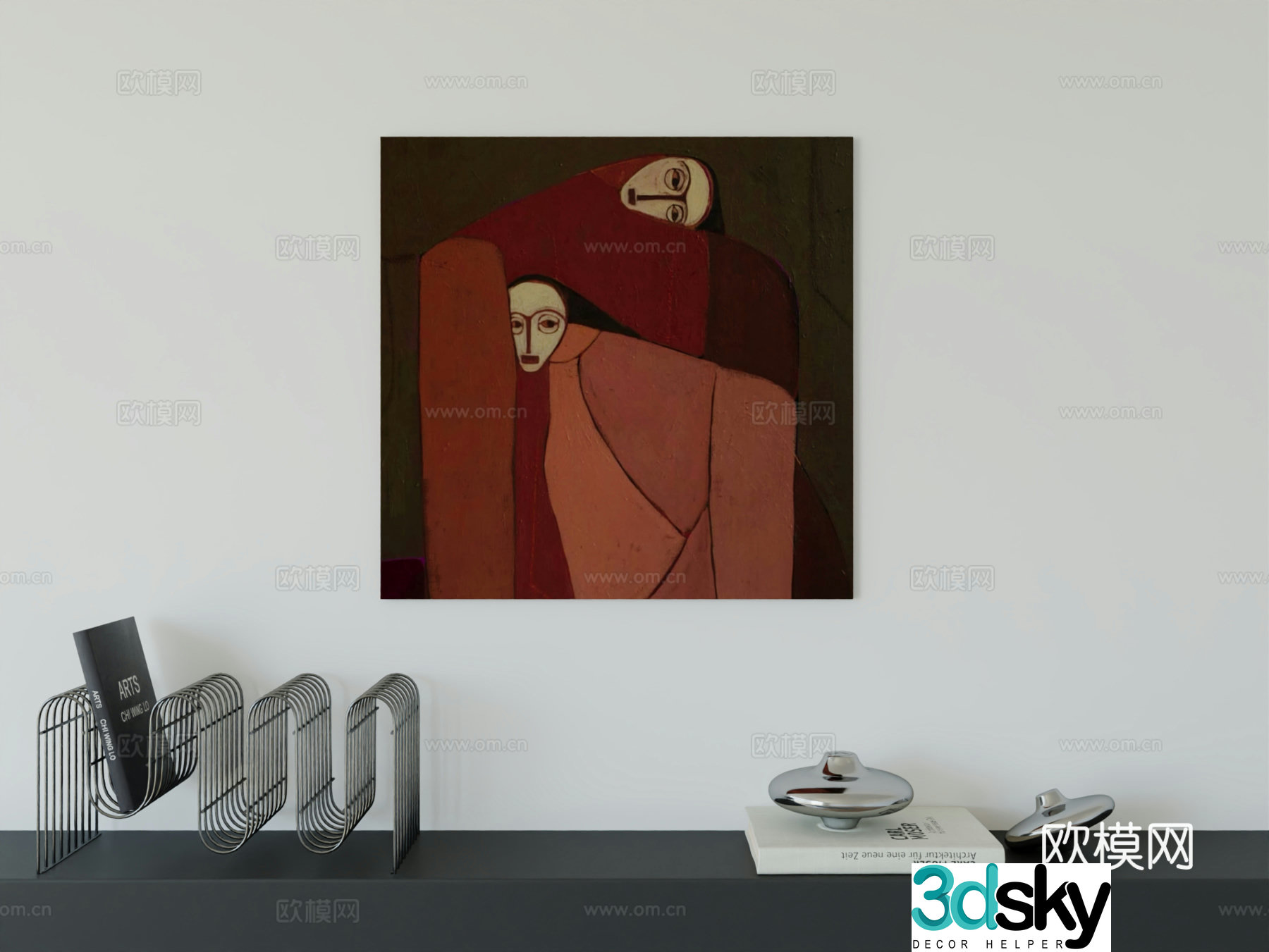 Modern minimalist hanging painting Bauhaus art hanging painting 3d model