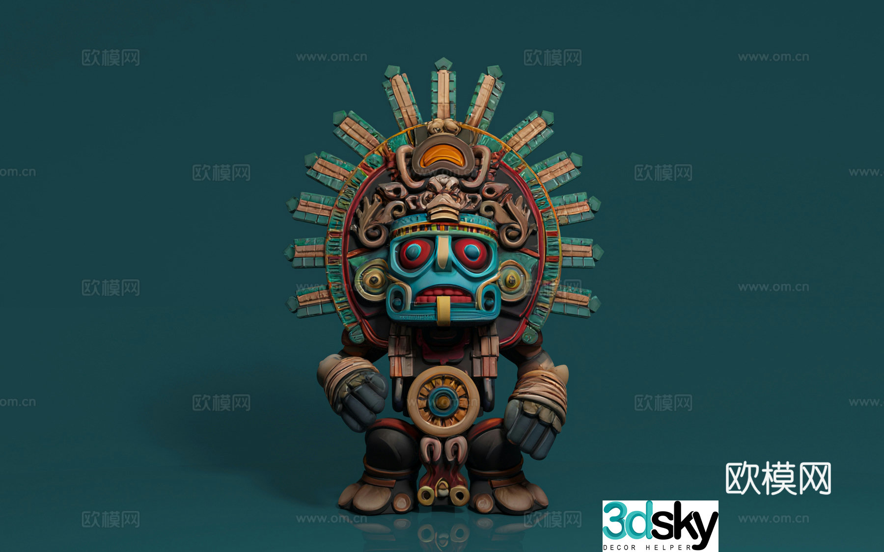 Sun God Statue Central and South America Aztec Culture Mayan Culture Tribal God Statue Tribe 3D Model