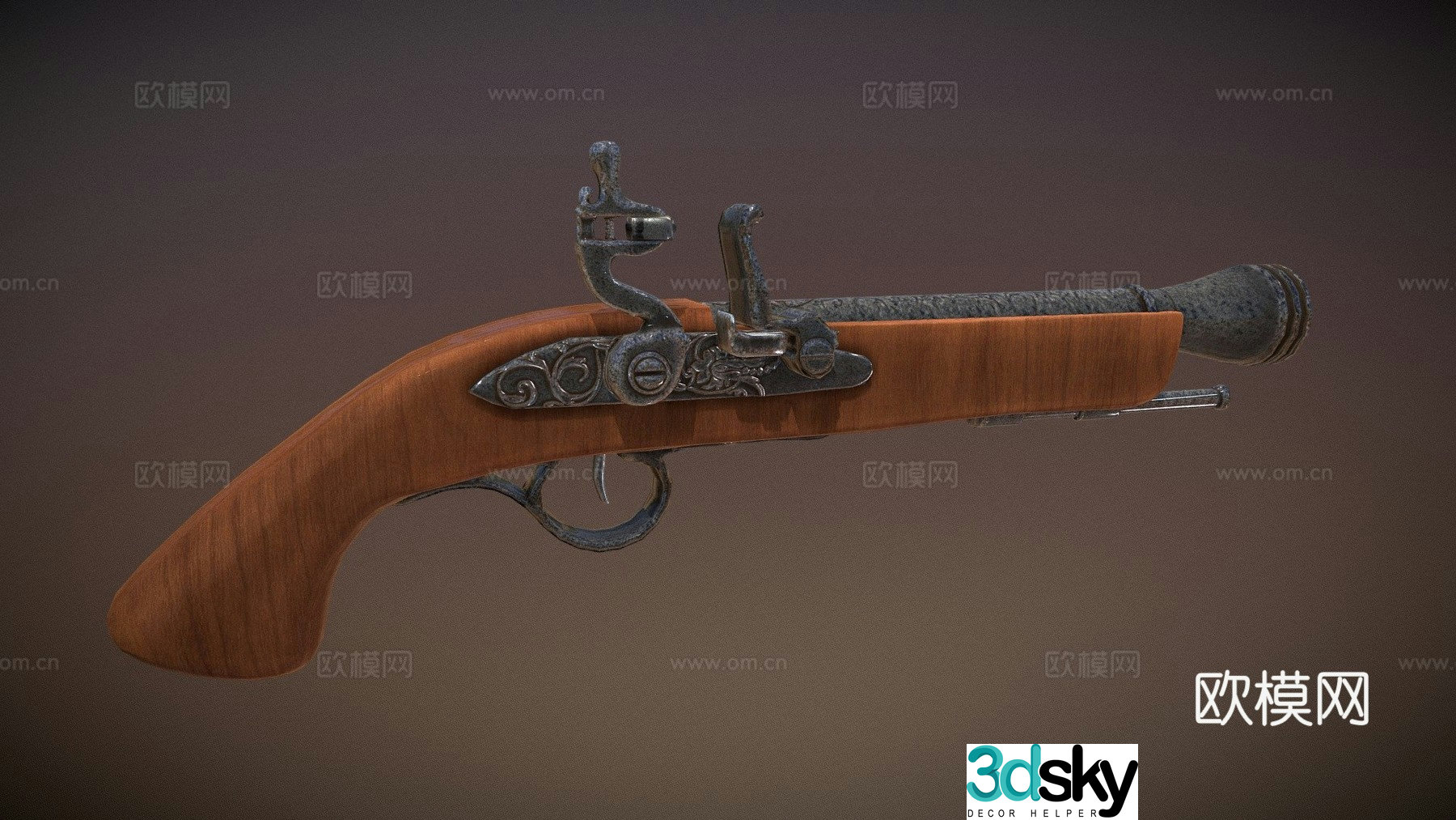 Flintlock pistol 3d model