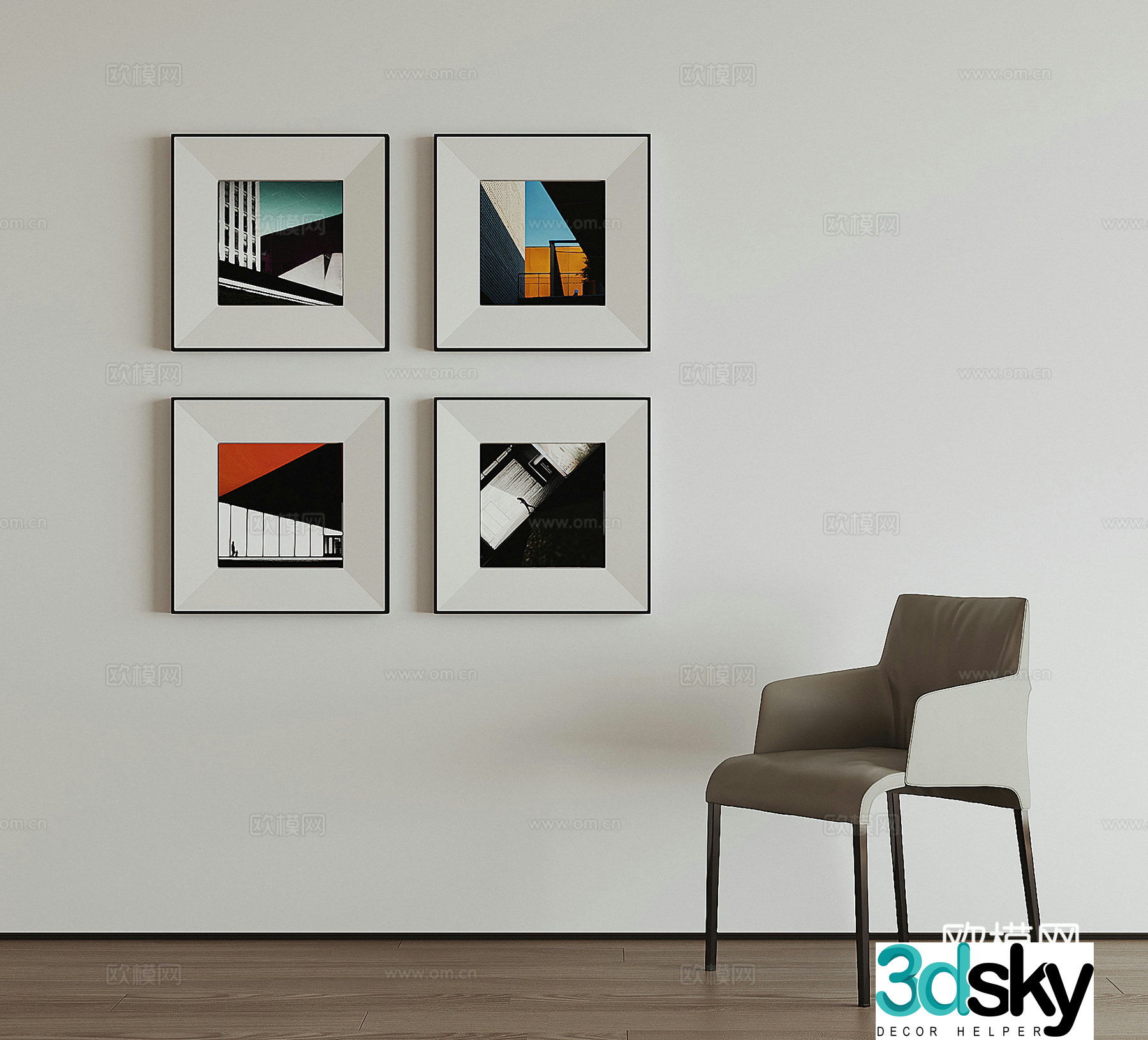 Modern combination hanging painting 3d model