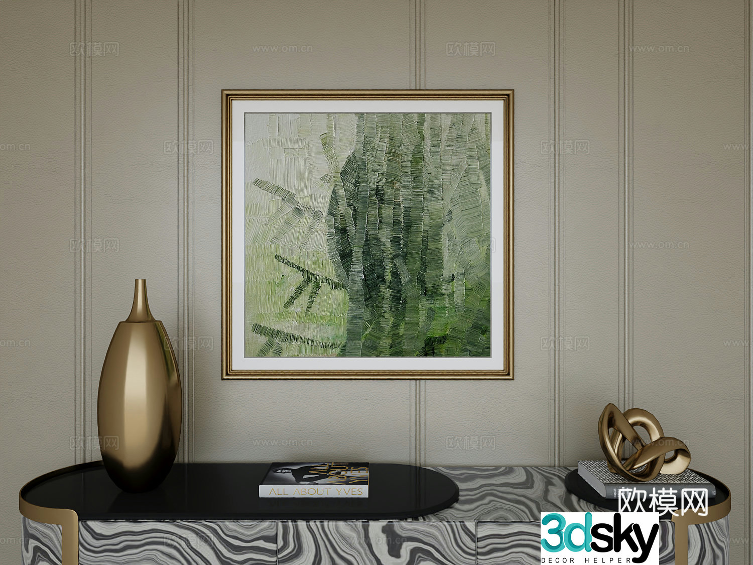 Italian light luxury high-end hanging painting 3D model