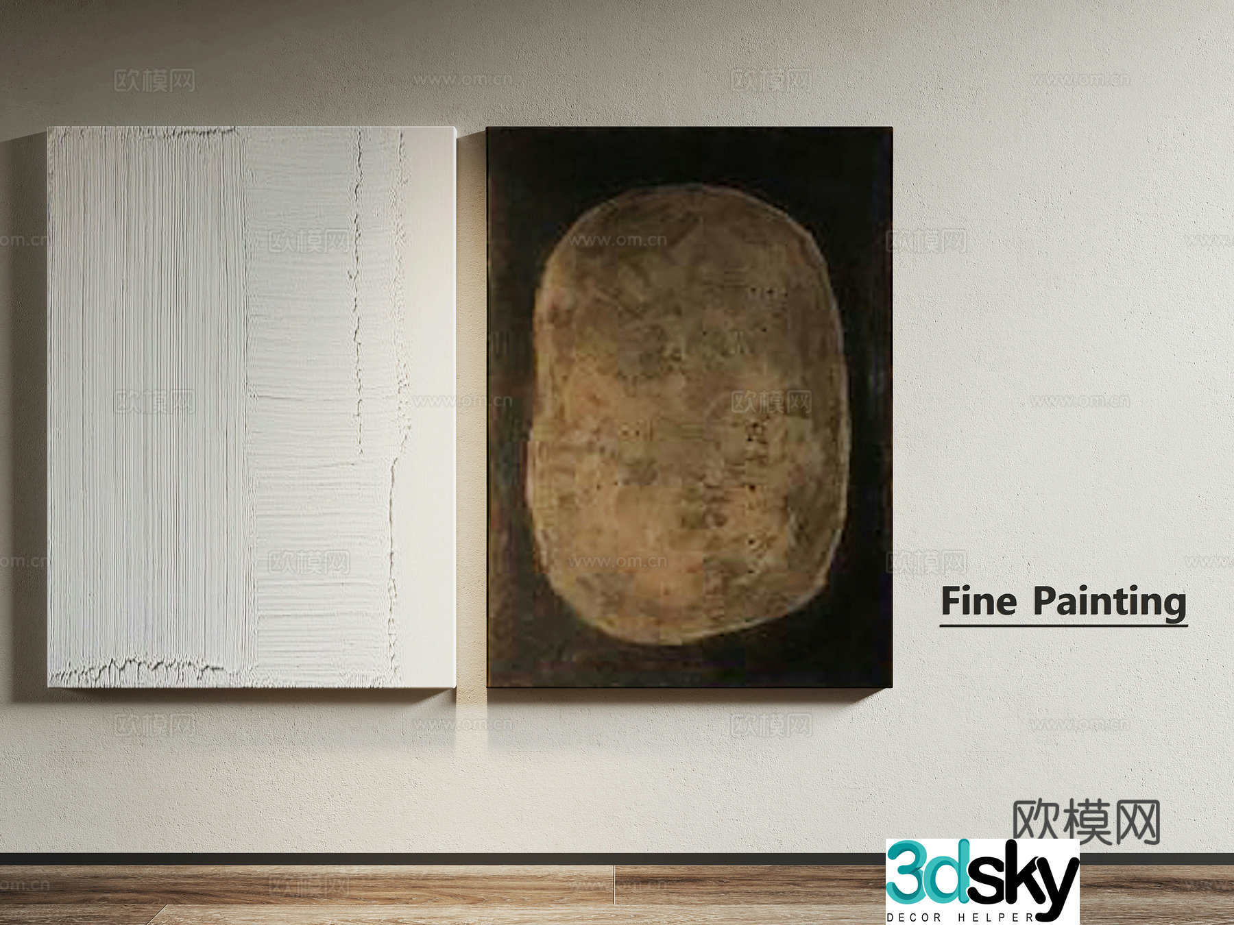 Modern frameless decorative painting hanging painting long 3D model