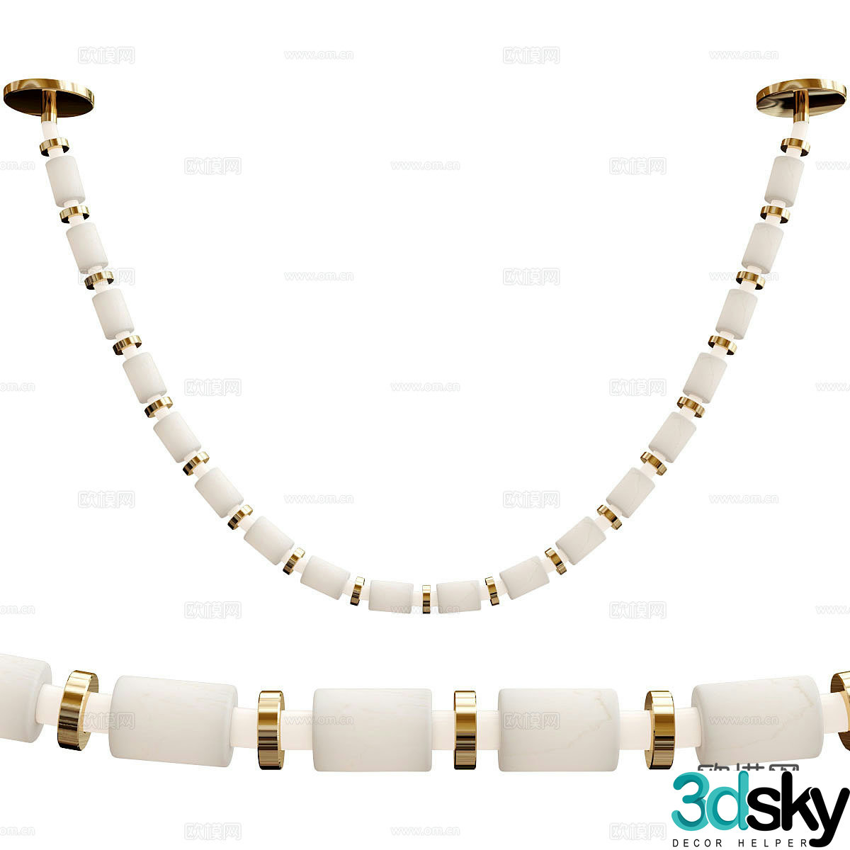 Modern Italian light luxury belt decorative chandeliers 3D model