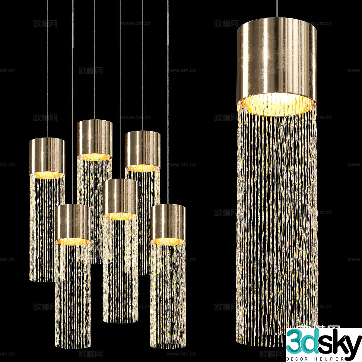 Modern light luxury decorative chandeliers 3d model