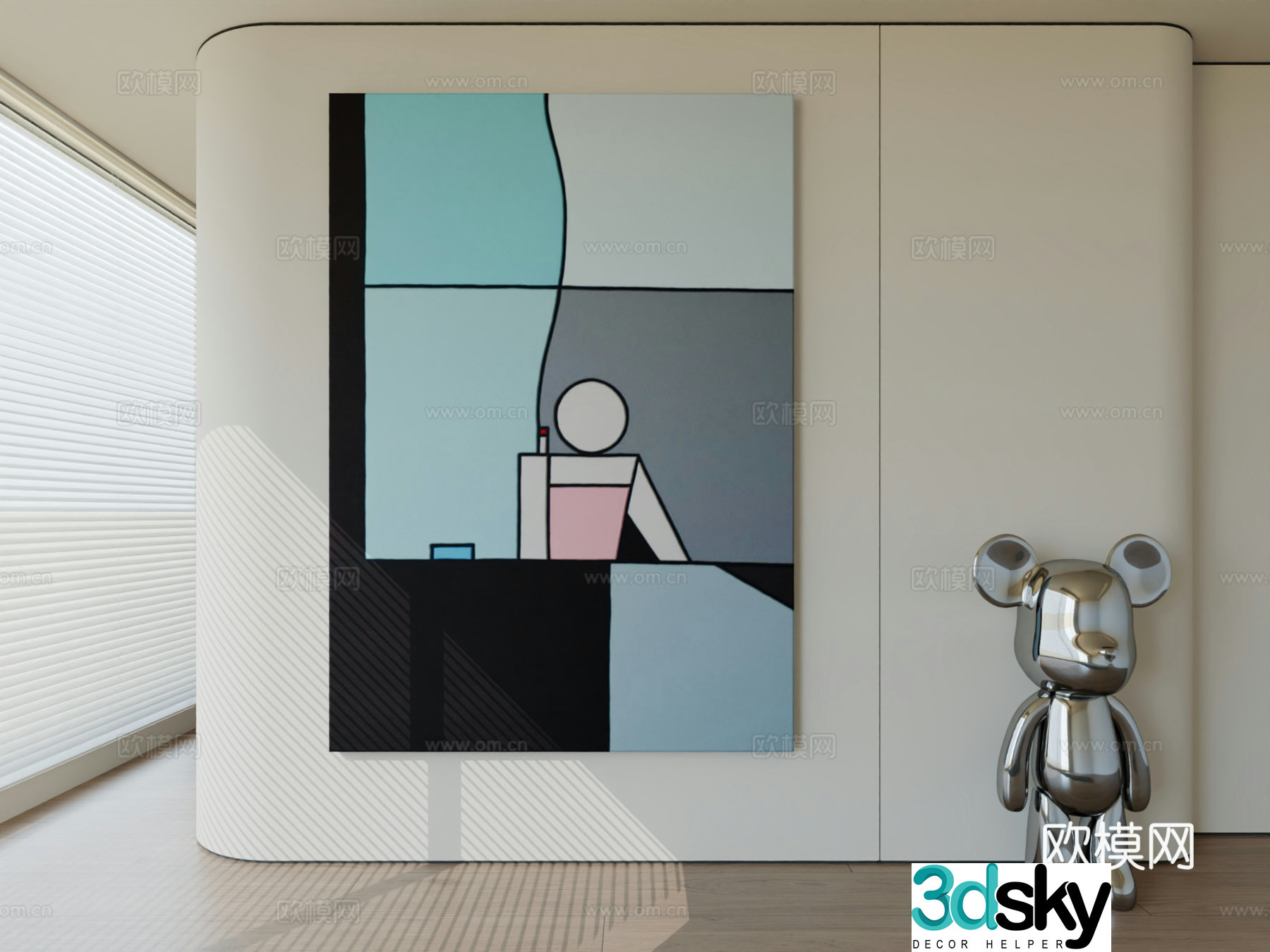Modern minimalist hanging painting abstract art hanging painting 3d model