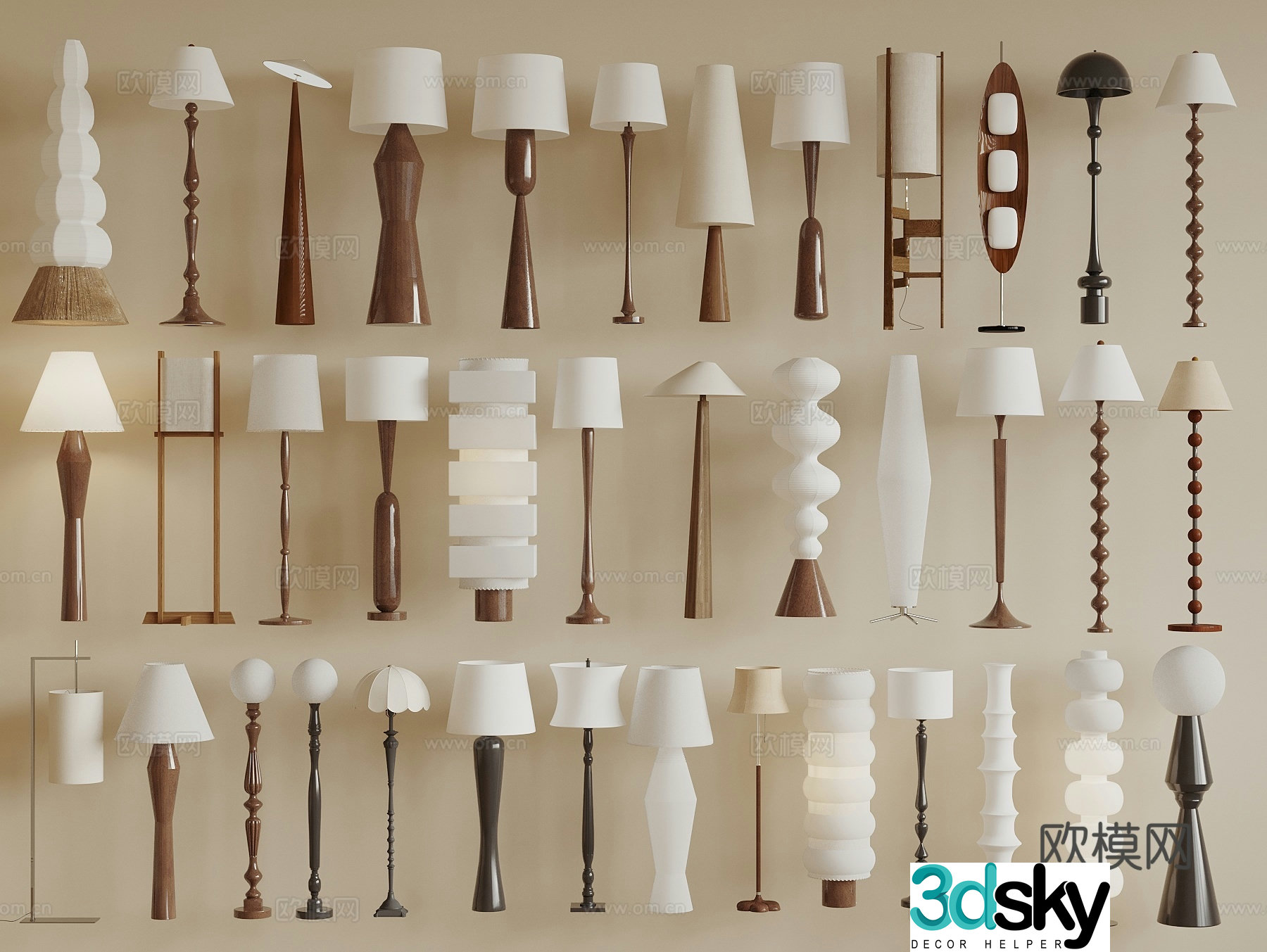 Middle-aged floor lamp 3d model