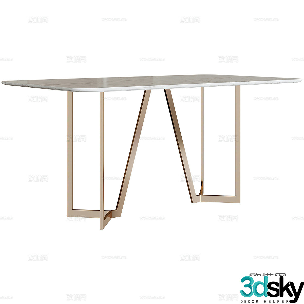 Modern light luxury minimalist marble dining table 3D model