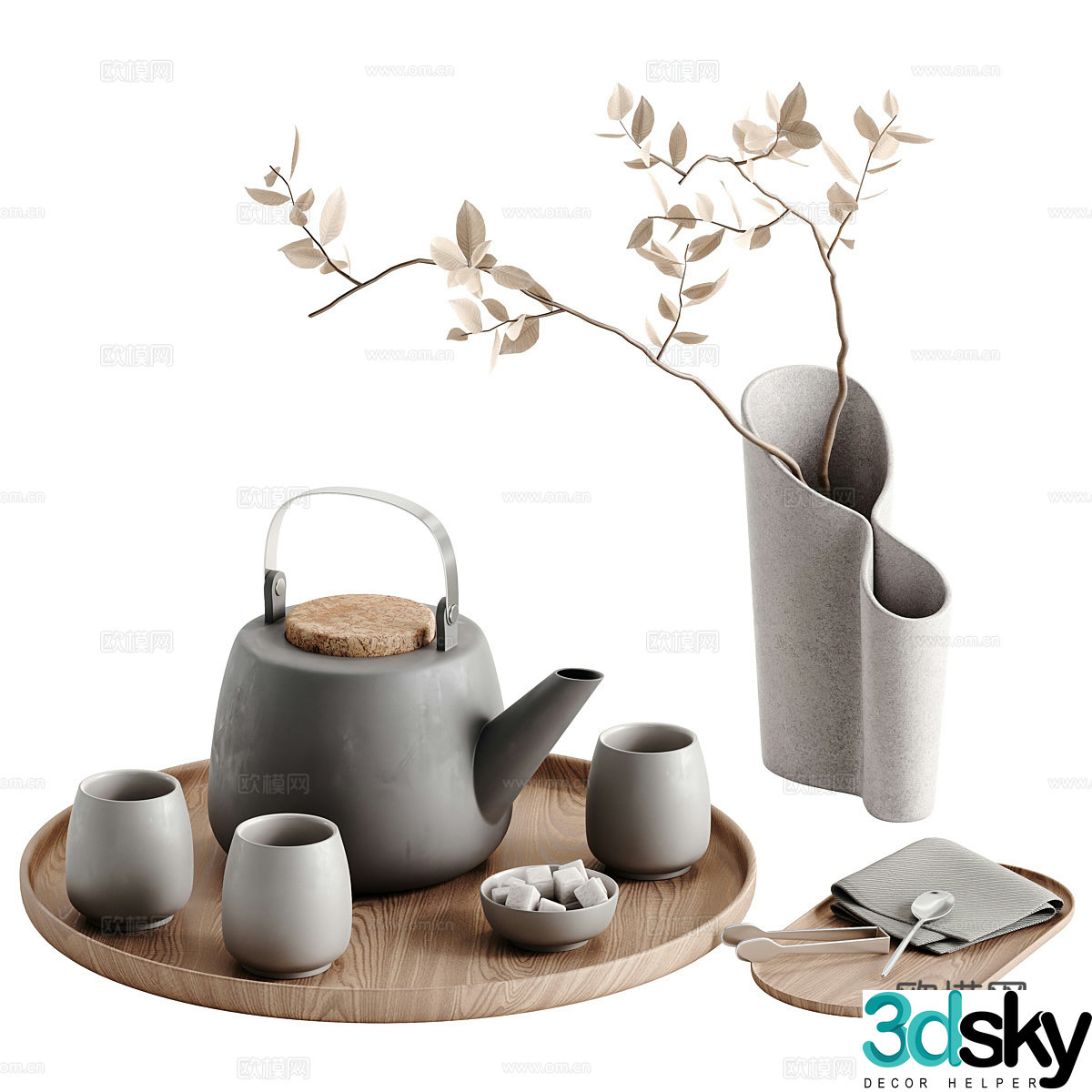 New Chinese tea set 3D model