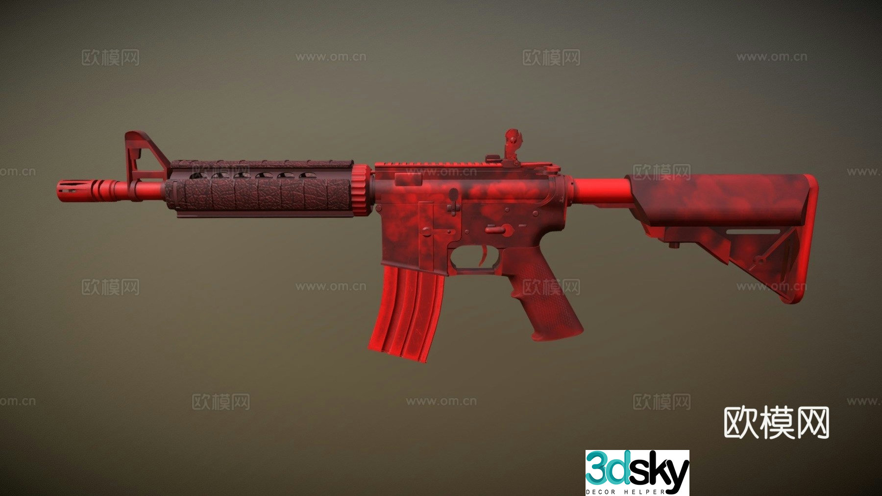 M4A4-dark wine color 3d model