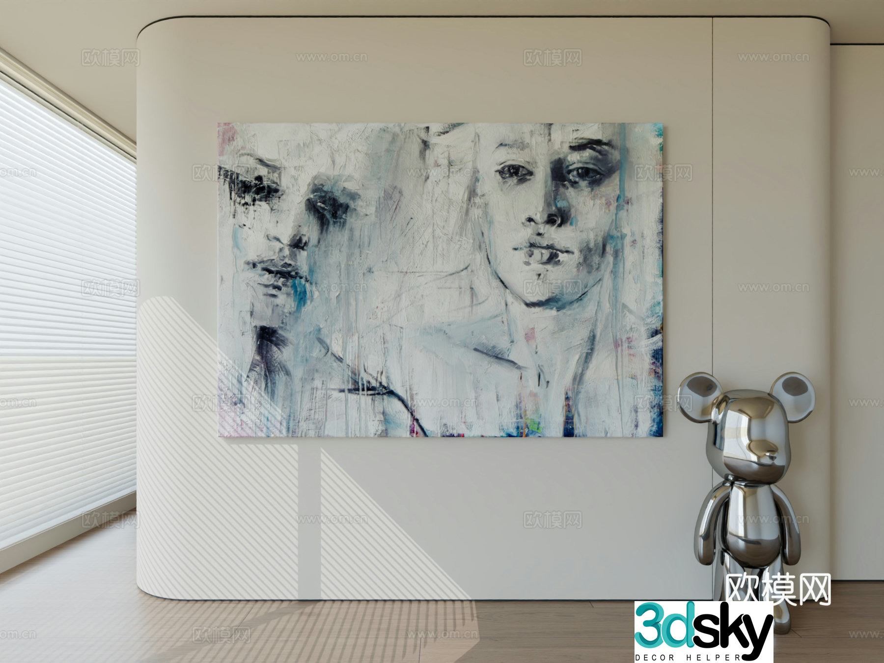 Modern minimalist hanging painting abstract art hanging painting 3d model