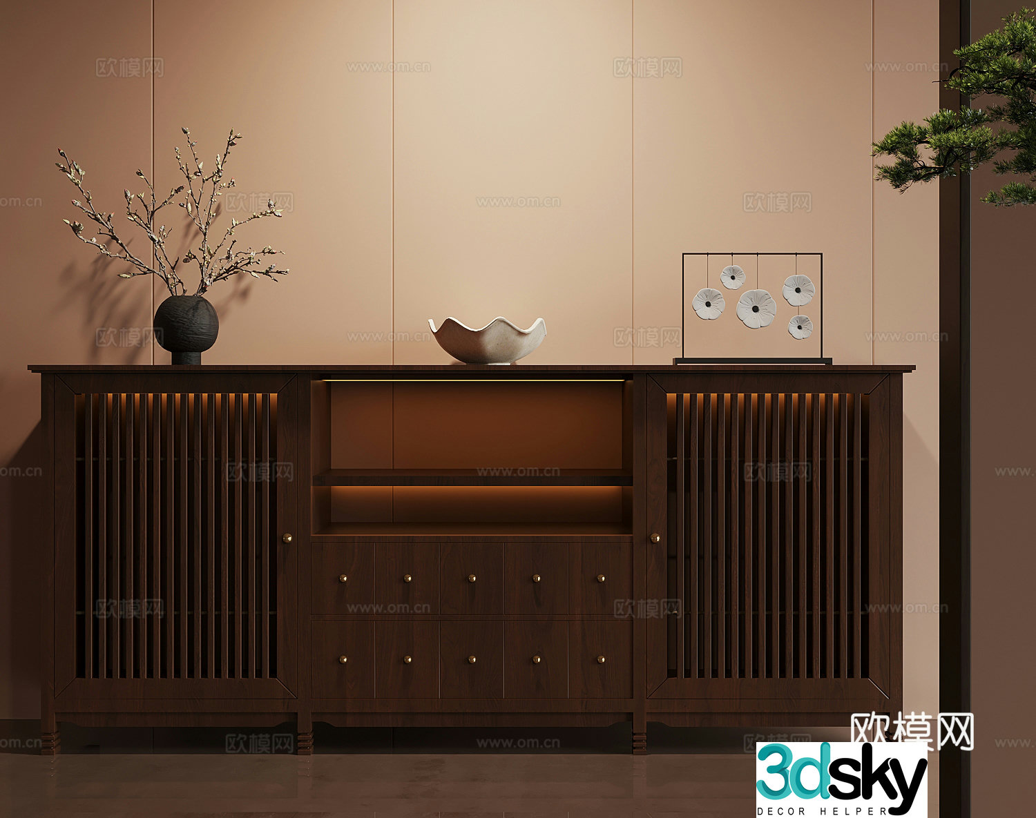 Porch Cabinet New Chinese style porch Cabinet 3D model