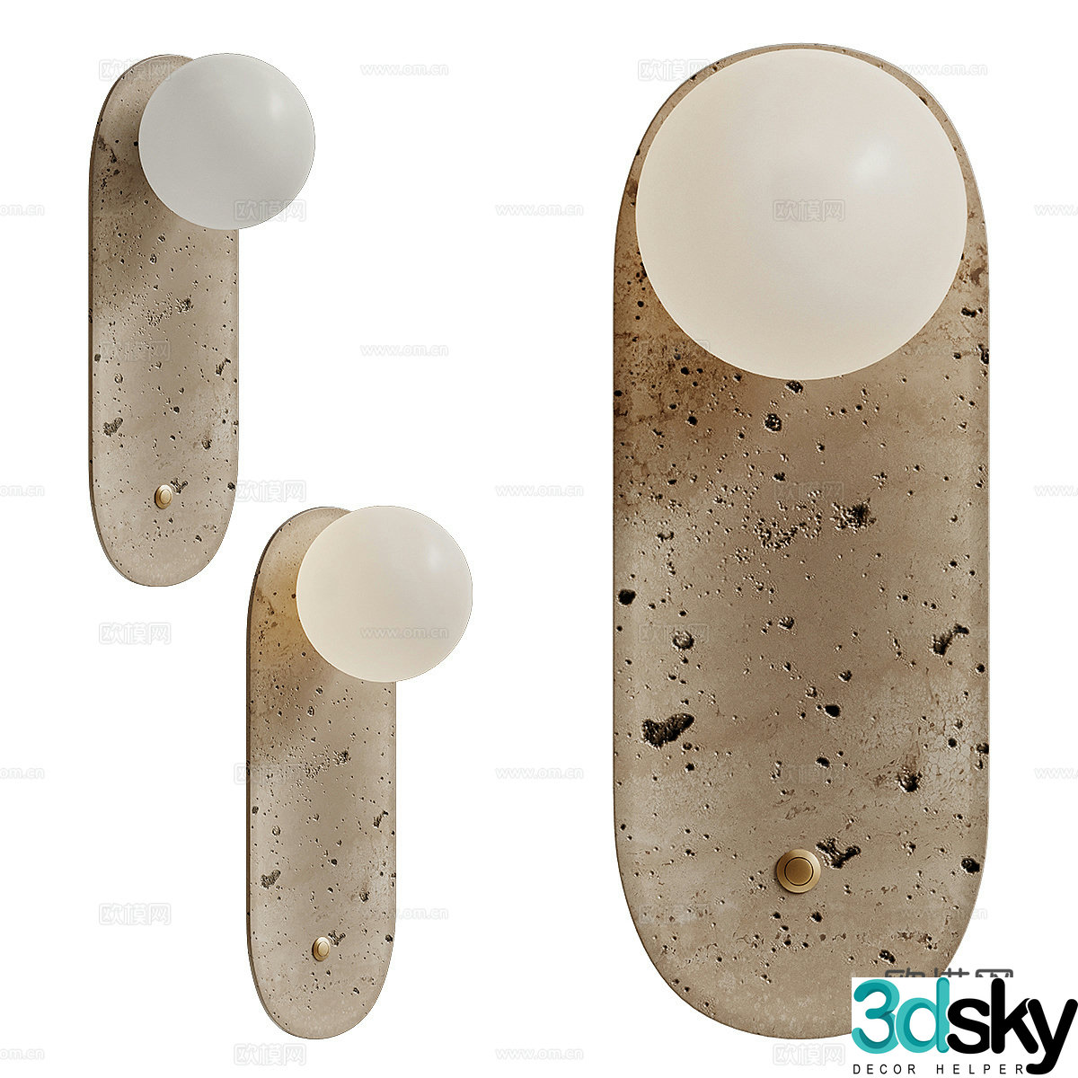 New Chinese style light luxury stone decorative wall light 3D model