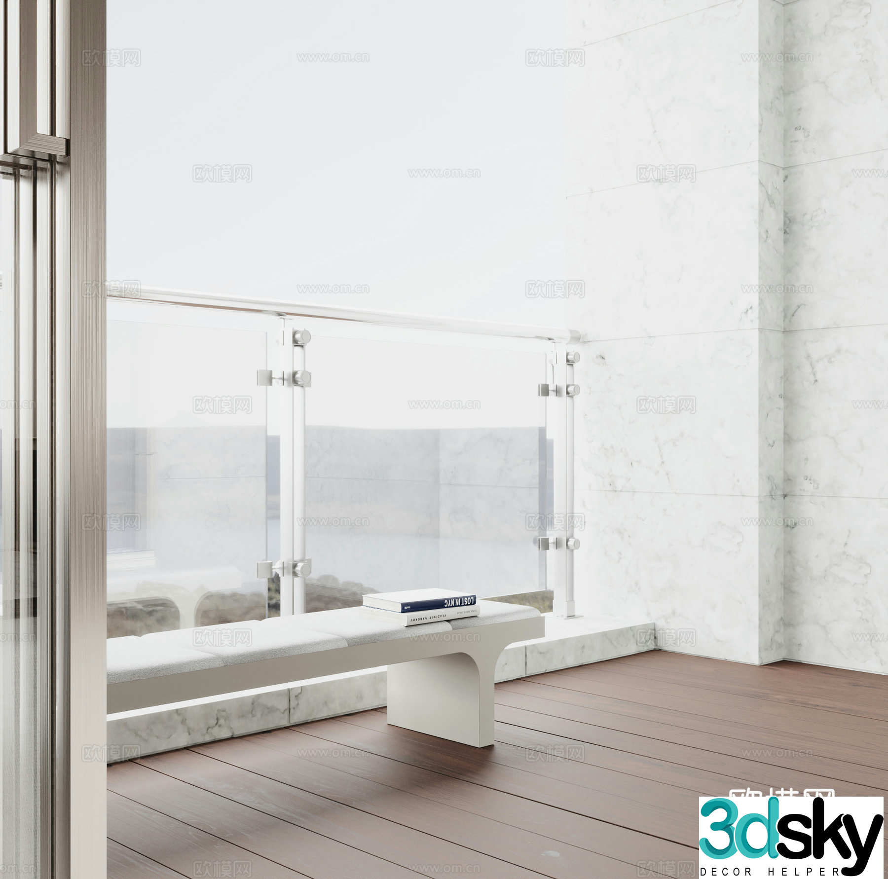 Modern balcony aisle 3d model