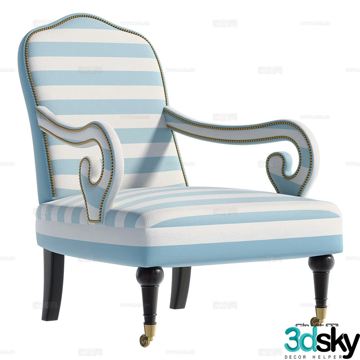 American simple fabric armchair 3d model