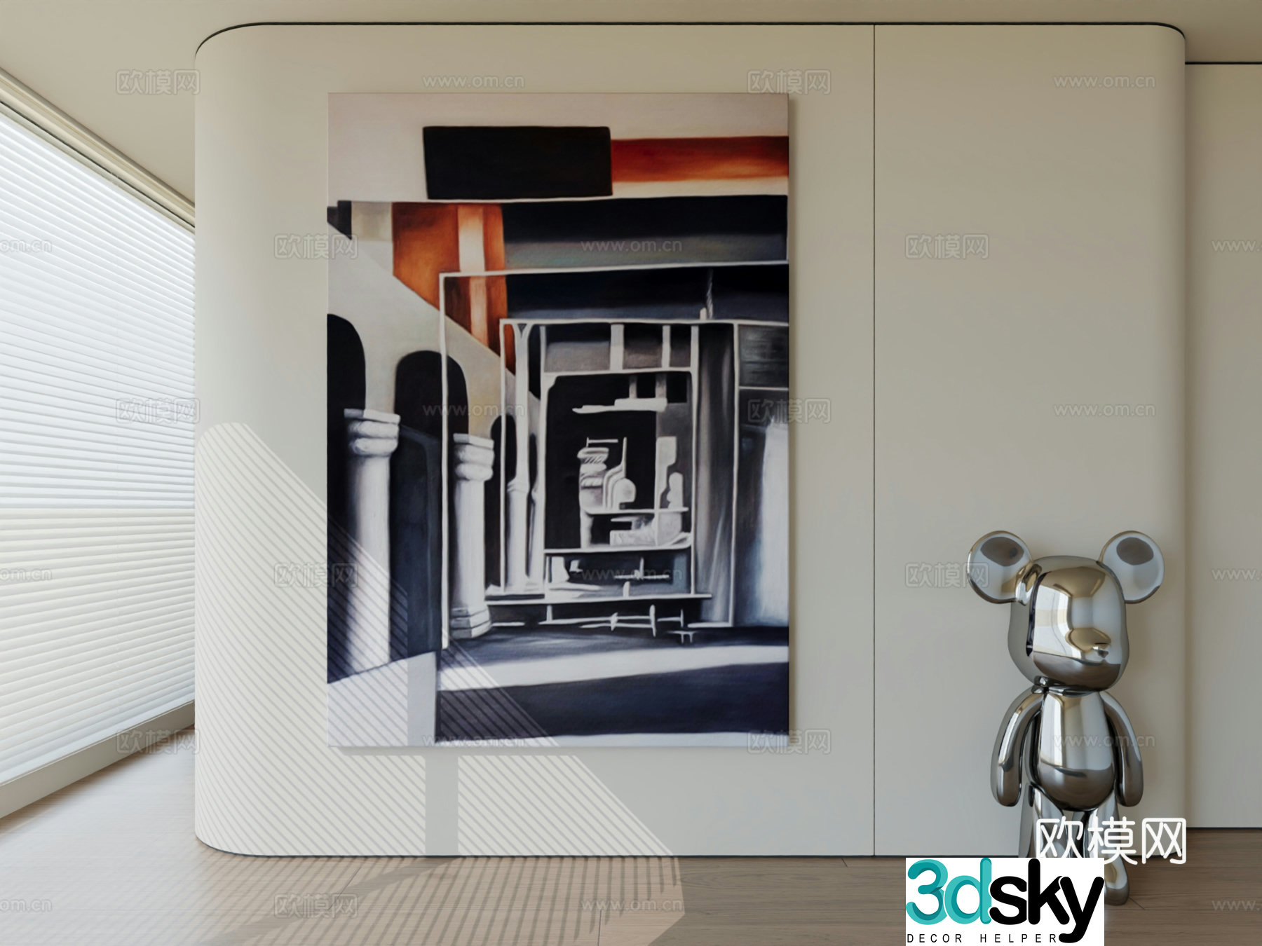 Modern minimalist hanging painting abstract art hanging painting 3d model