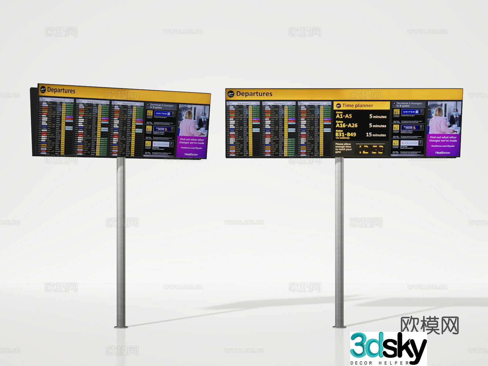 Airport timetable 3d model