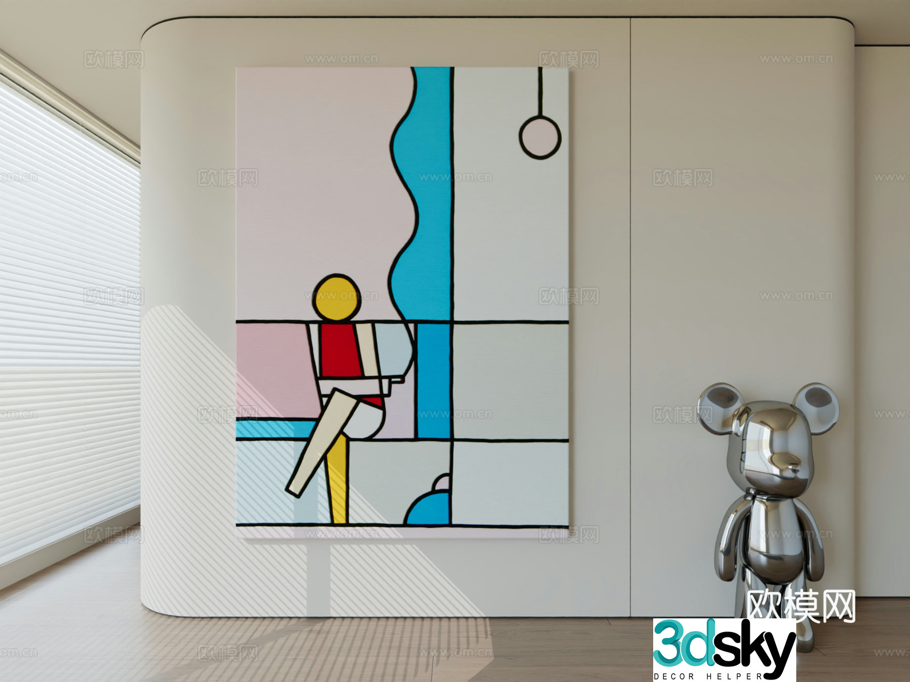 Modern minimalist hanging painting abstract art hanging painting 3d model
