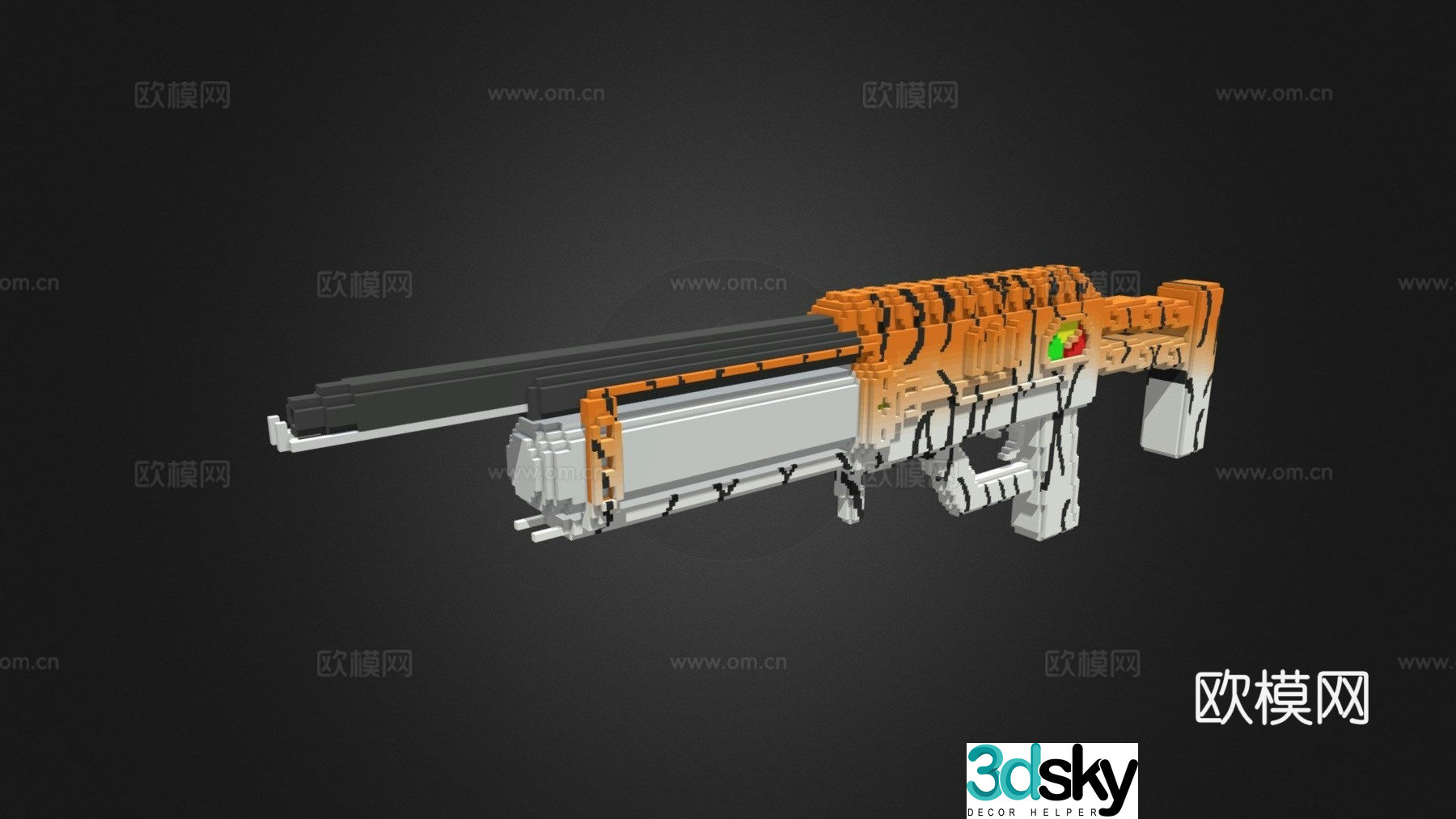 Voxel Flamethrower-Tiger (Cube 64-128) 3d model