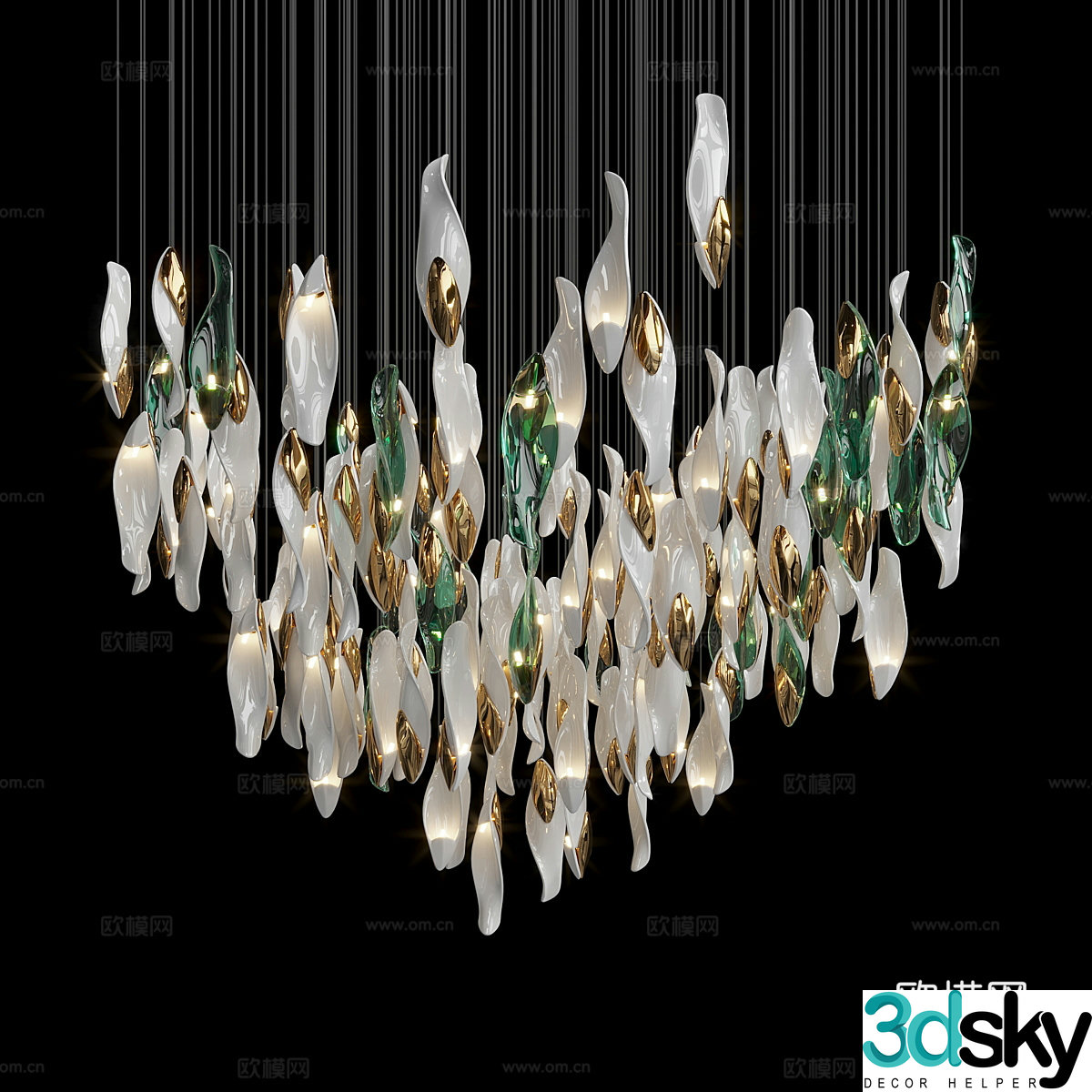 Modern light luxury craft chandeliers 3D model