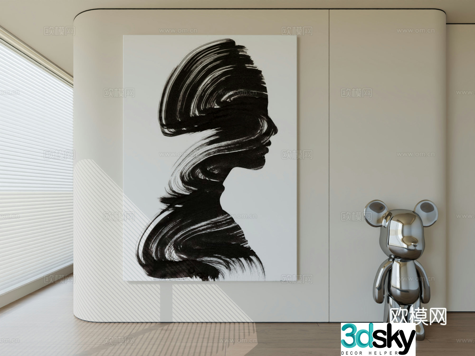 Modern minimalist hanging painting abstract art hanging painting 3d model