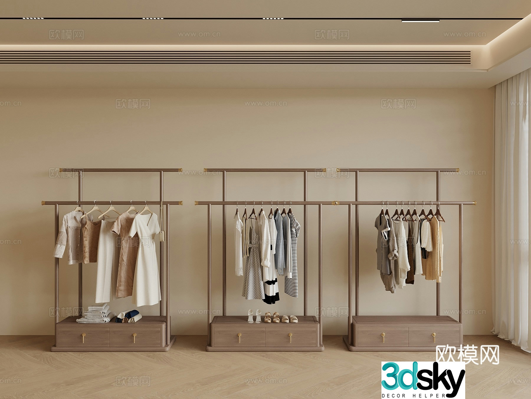 New Chinese style clothes hanger clothes hanger clothes hanger 3d model