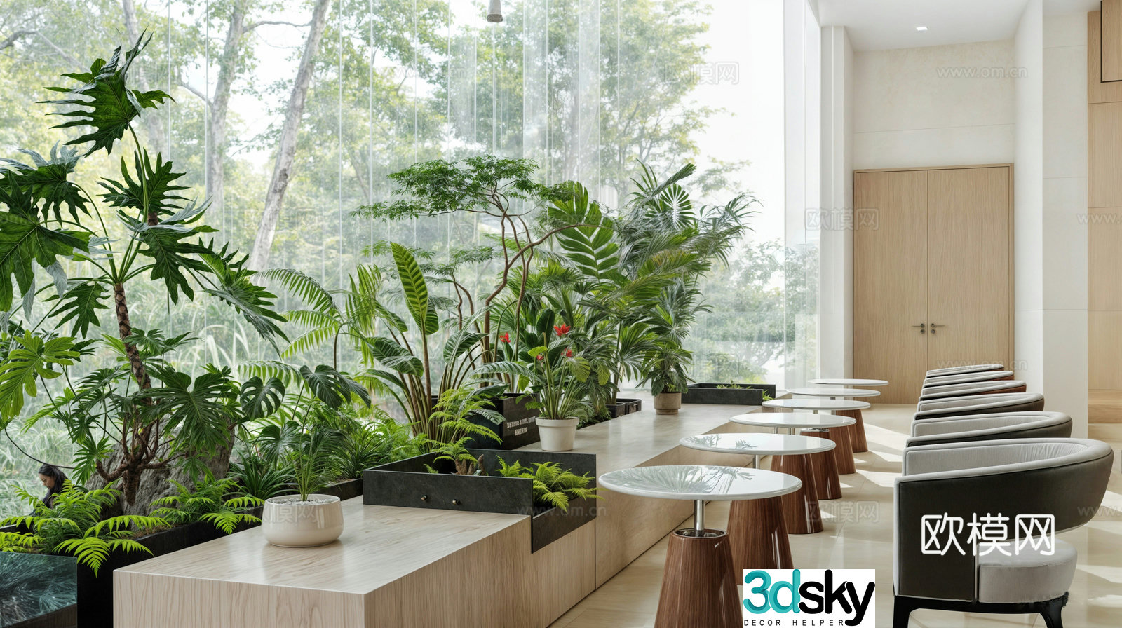 Plant pile indoor landscaping landscape sketch sofa coffee table combination potted plants indoor landscape 3d model