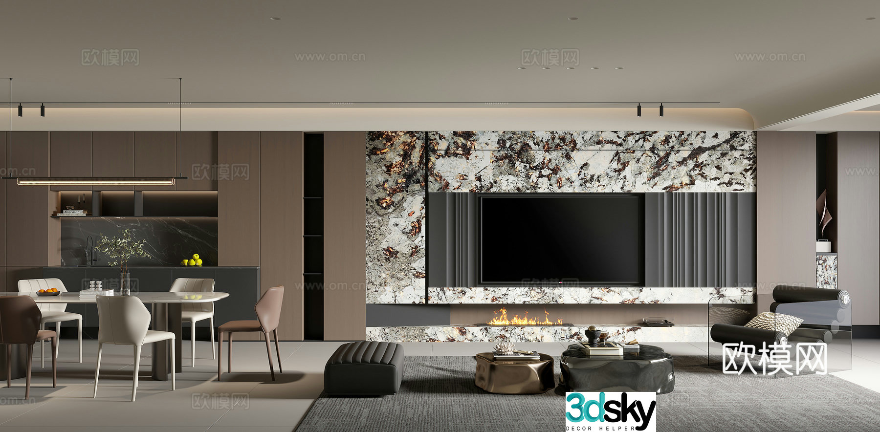 Modern Italian dining room 3d model