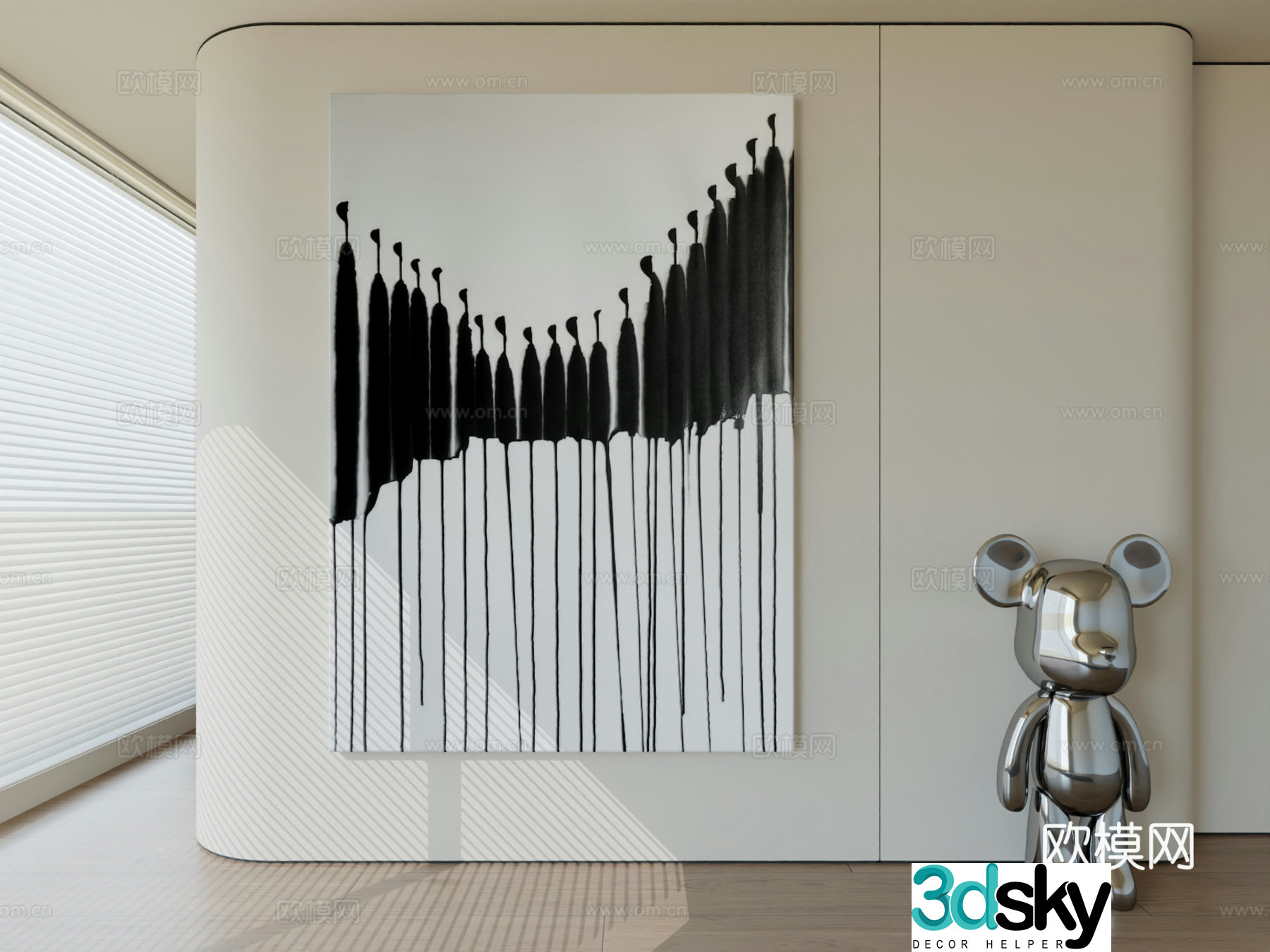 Modern minimalist hanging painting abstract art hanging painting 3d model