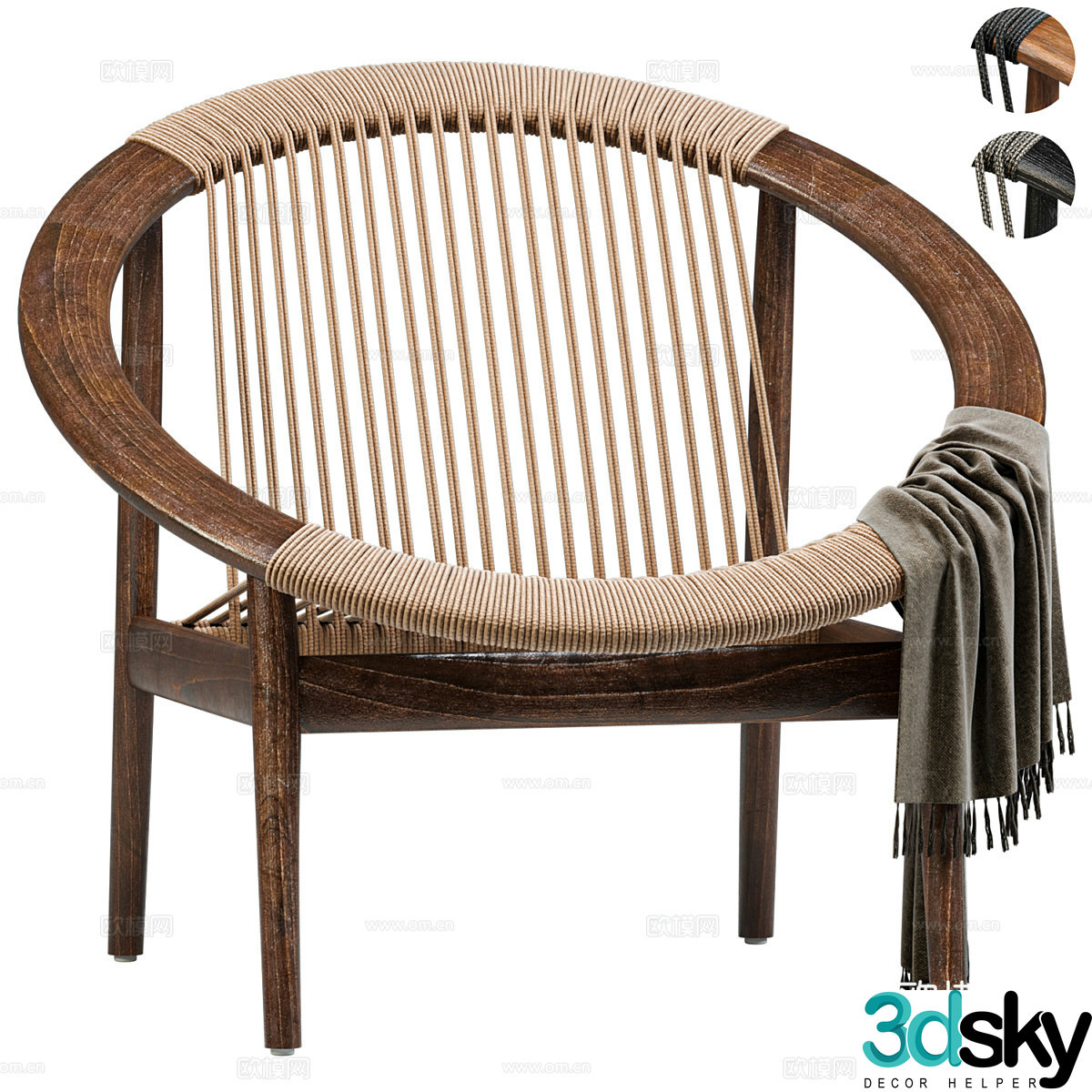 New Chinese wicker chair 3D model