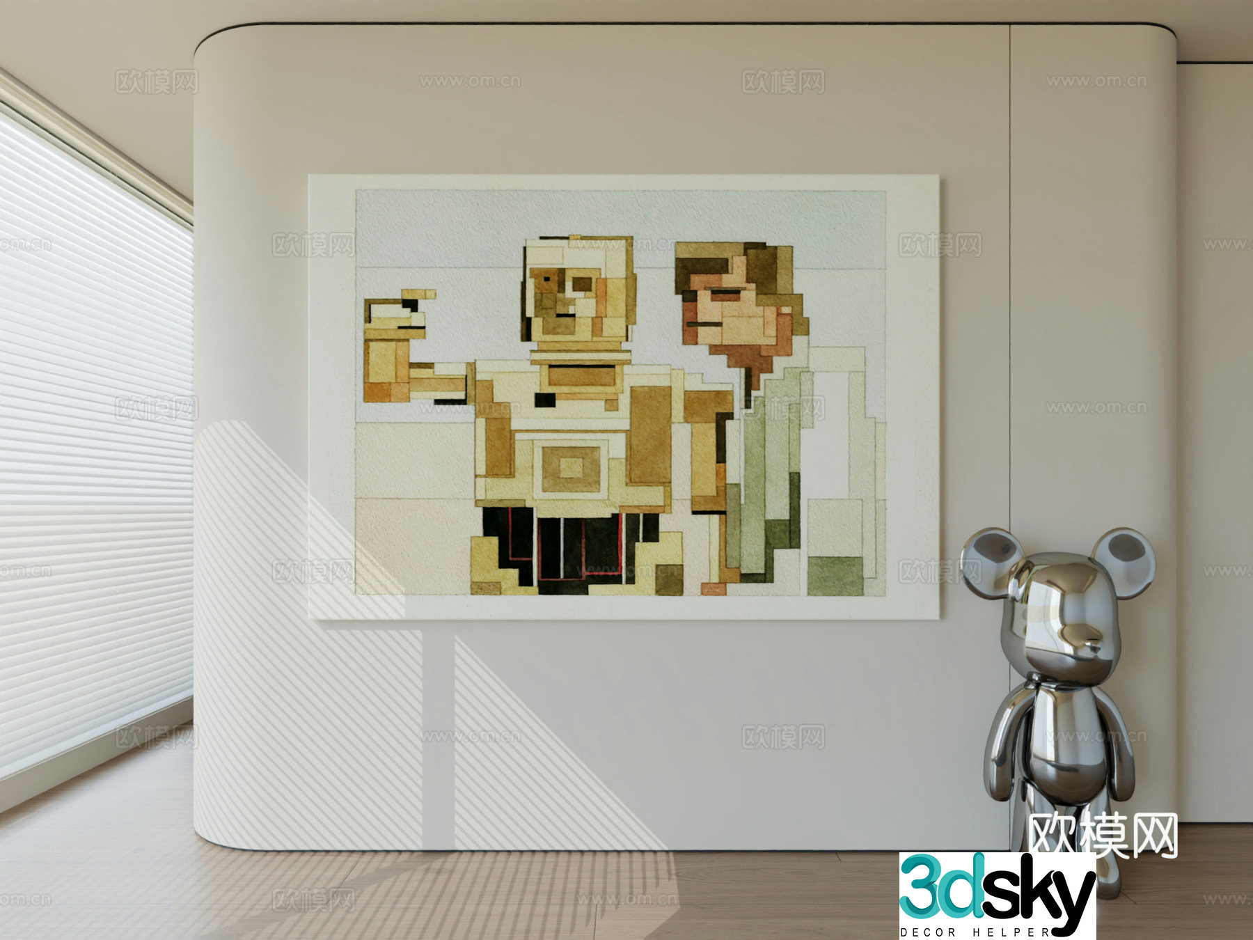 Modern minimalist hanging painting abstract art hanging painting 3d model