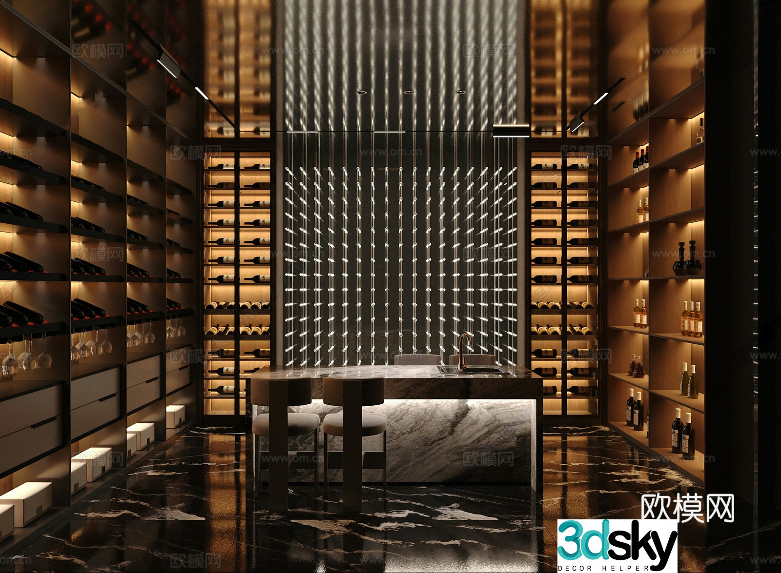Modern Italian wine cellar Modern Italian wine cellar Modern wine cellar Dark wine cellar 3d model