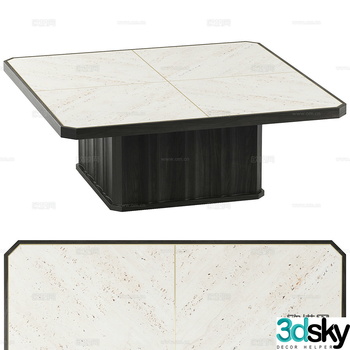 Modern Italian light luxury marble coffee table 3D model