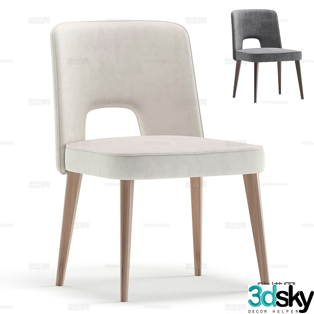 Modern Nordic art dining chair 3d model