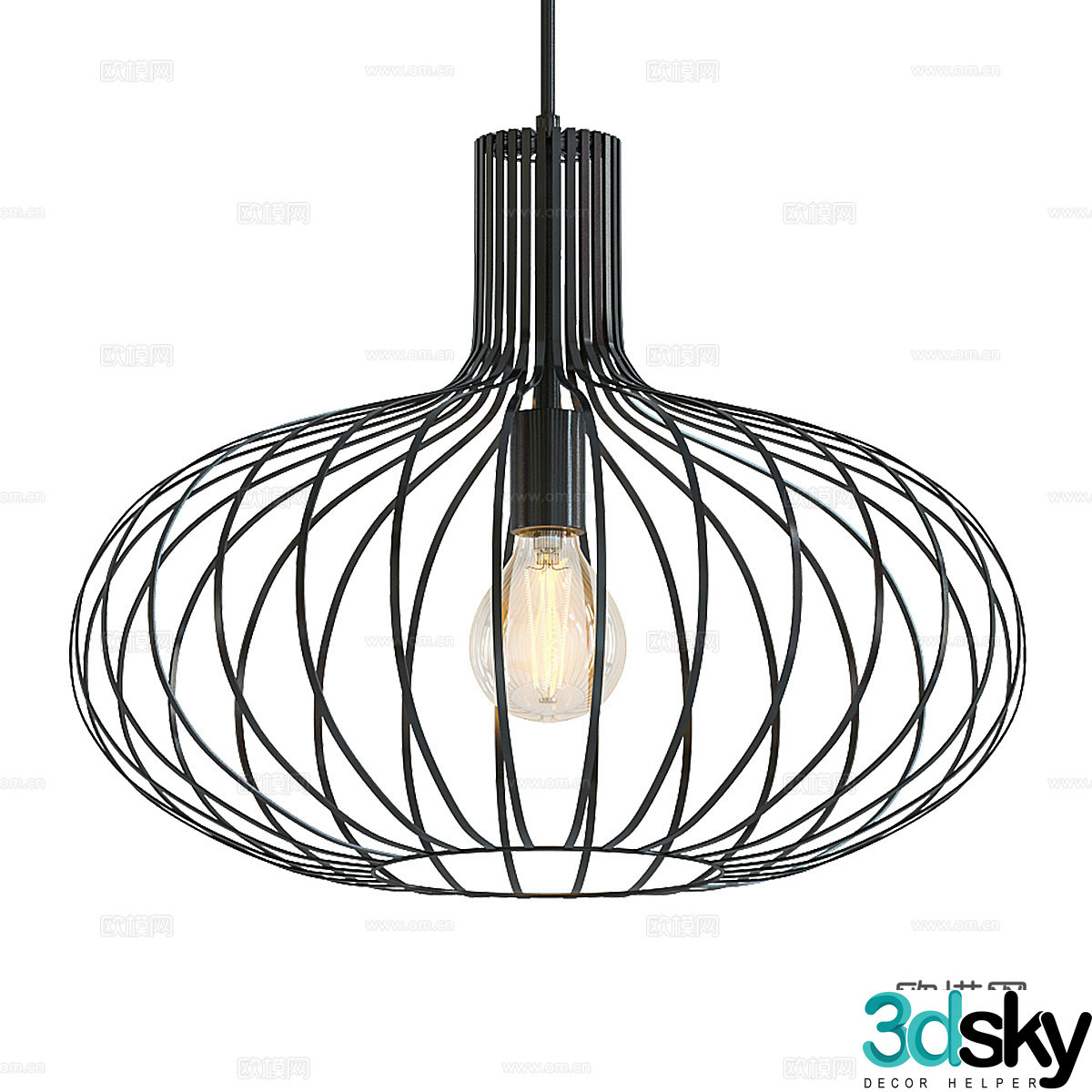 Modern minimalist rattan decorative chandeliers 3D model