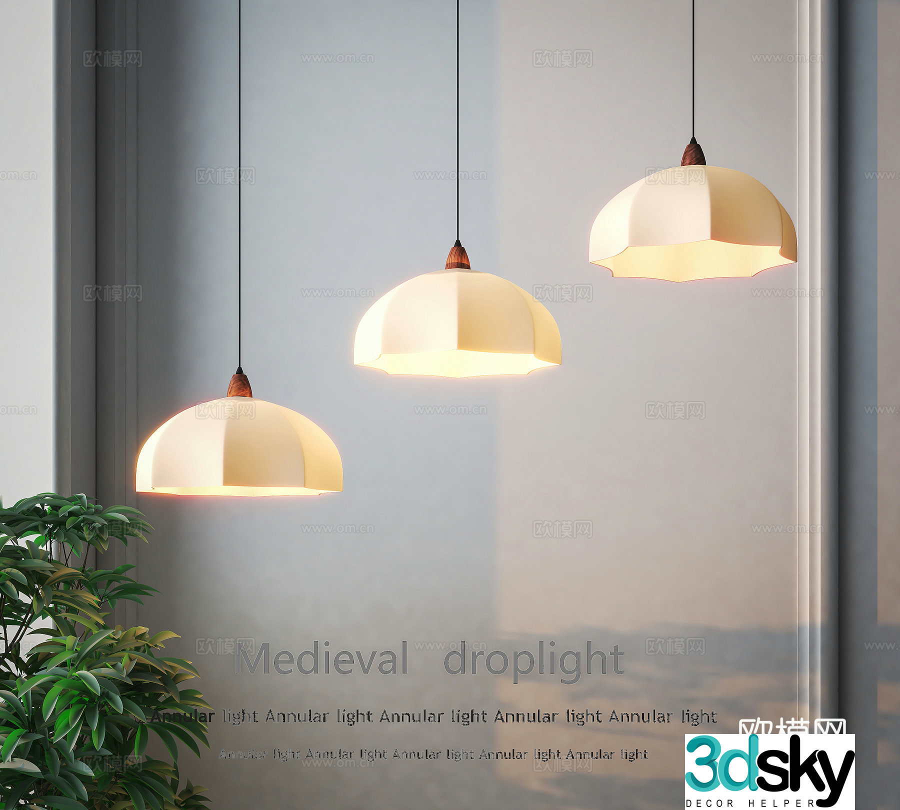 Modern restaurant chandeliers three-head simple restaurant chandeliers bar chandeliers art chandeliers 3D model