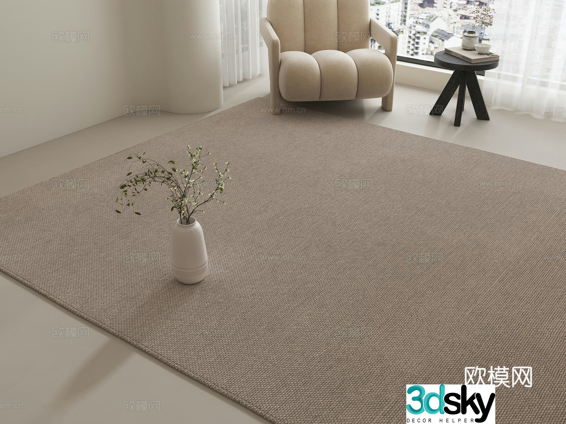 Modern carpet Cream style carpet Living room carpet Square carpet Bedroom carpet 3d model