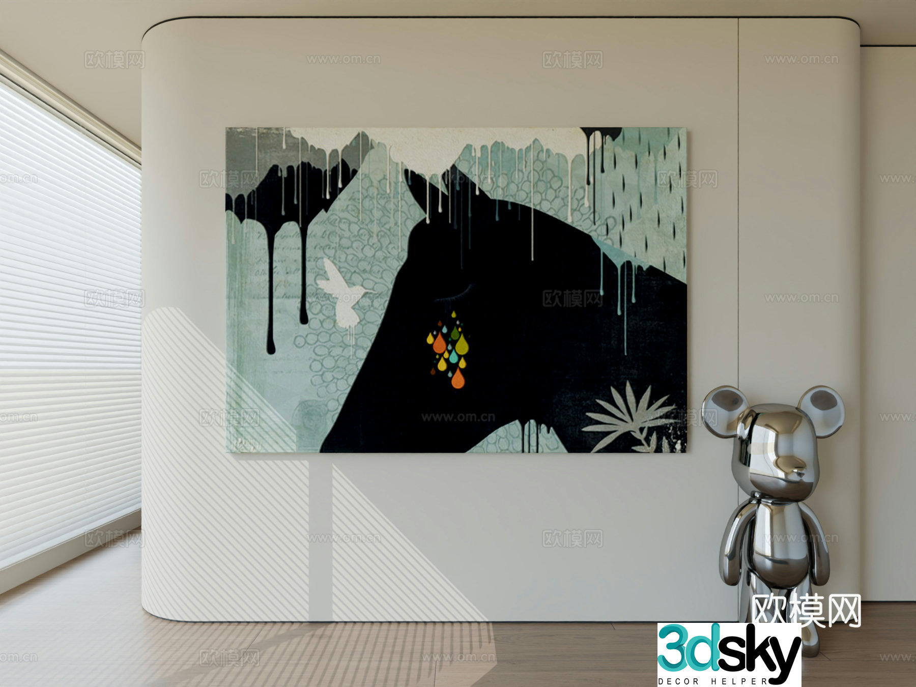 Modern minimalist hanging painting abstract art hanging painting 3d model