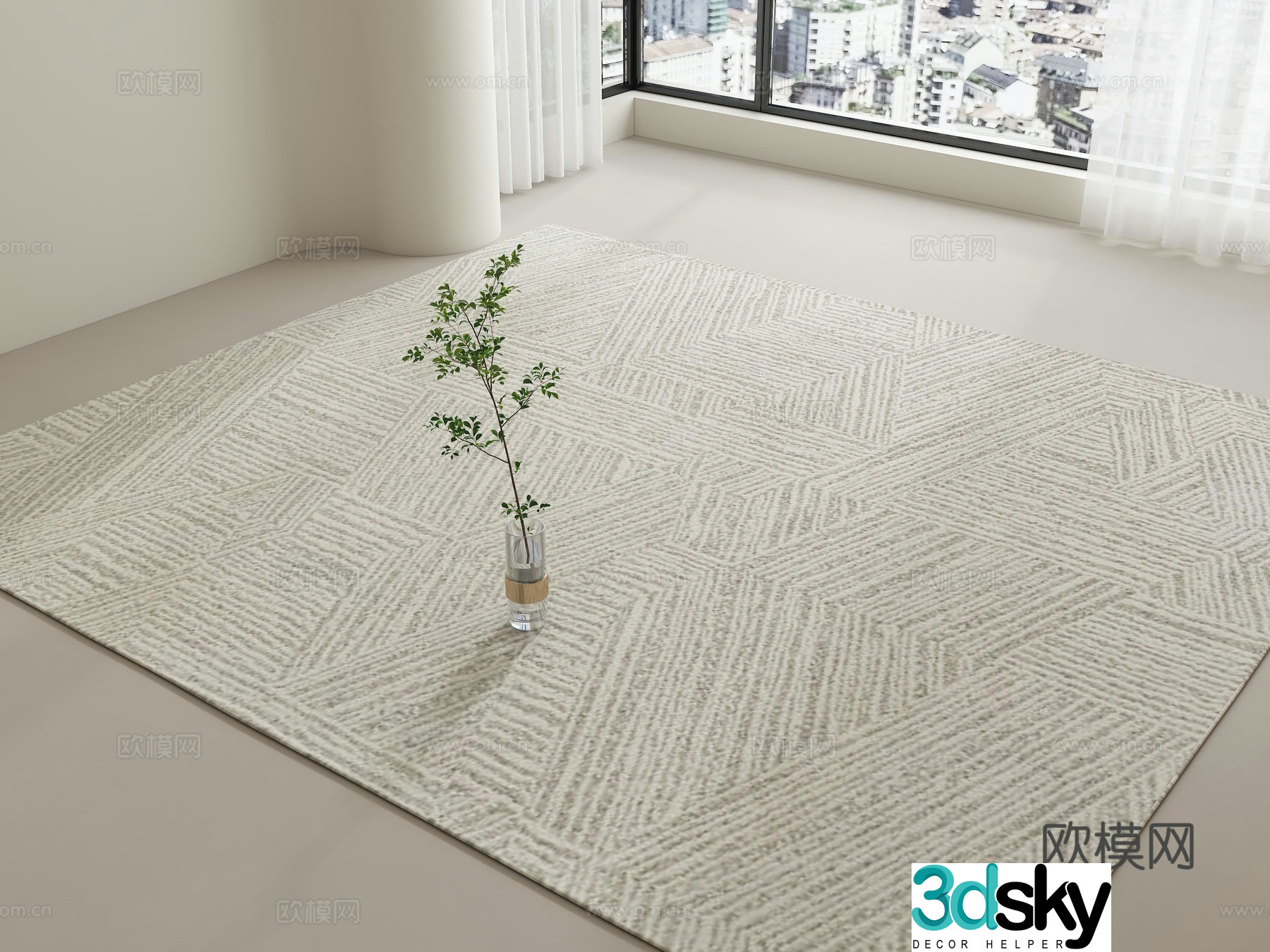 Modern carpet Cream style carpet Living room carpet Square carpet Bedroom carpet 3d model