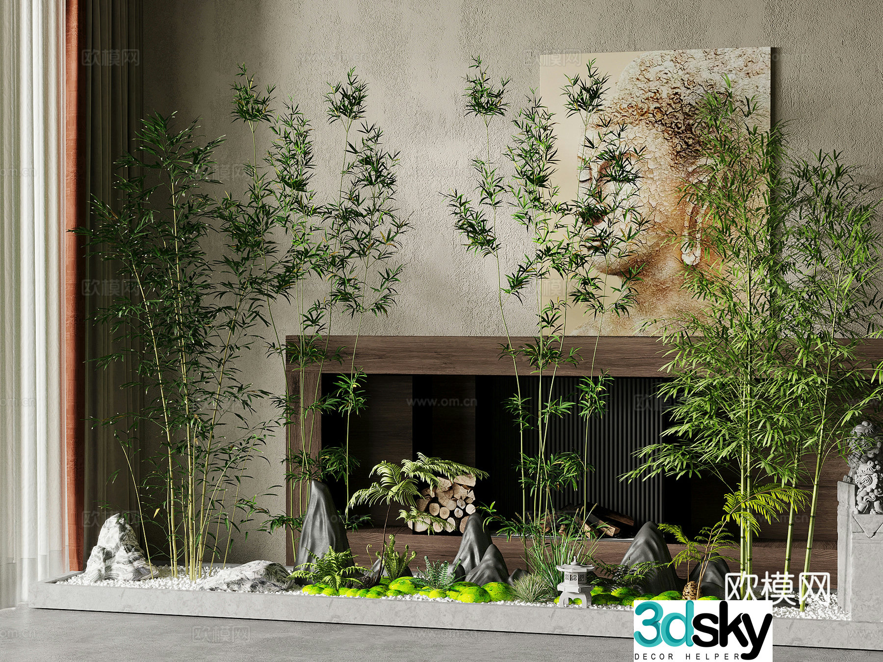 Landscape sketch New Chinese landscape Bamboo Stone 3D model