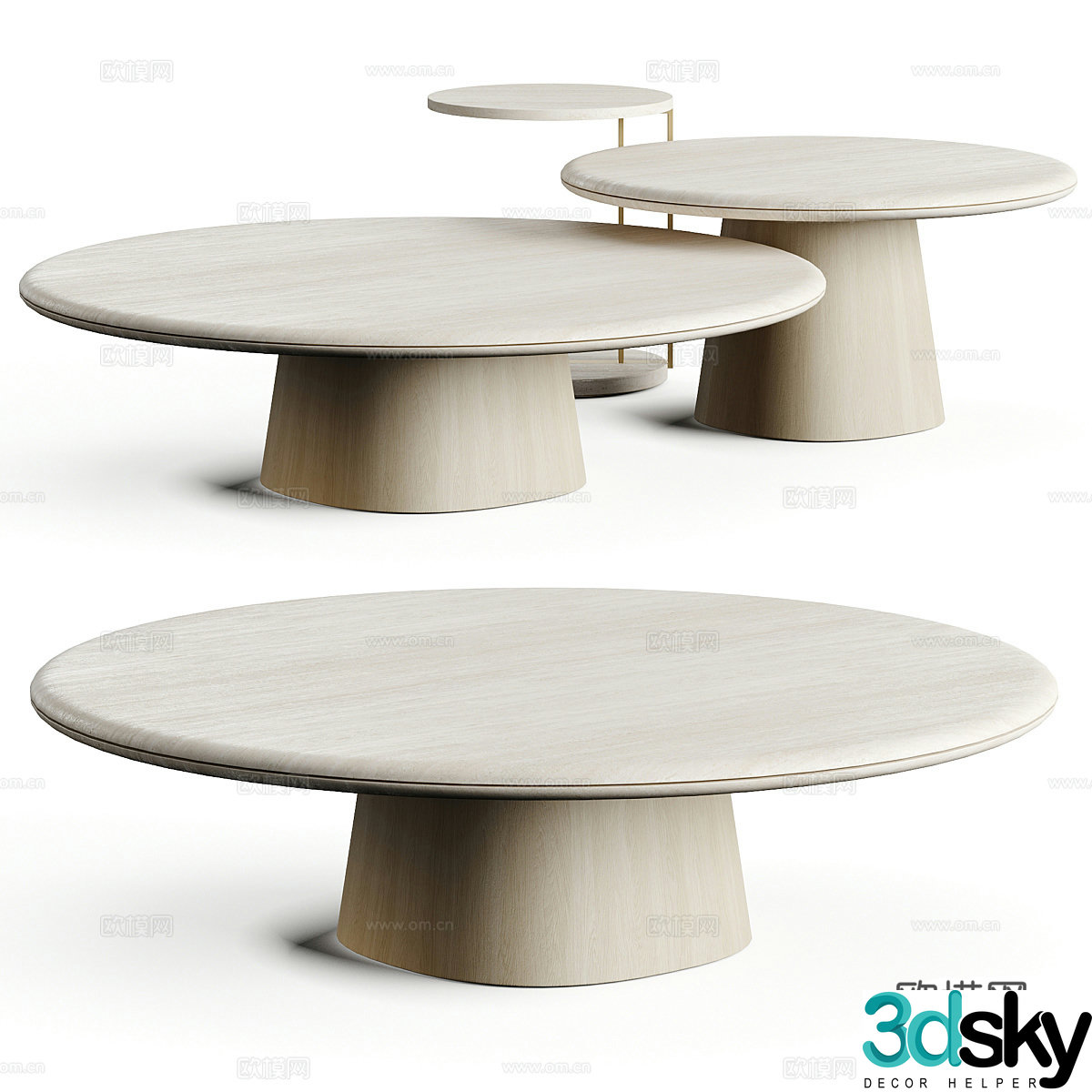 New Chinese light luxury marble coffee table combination 3D model