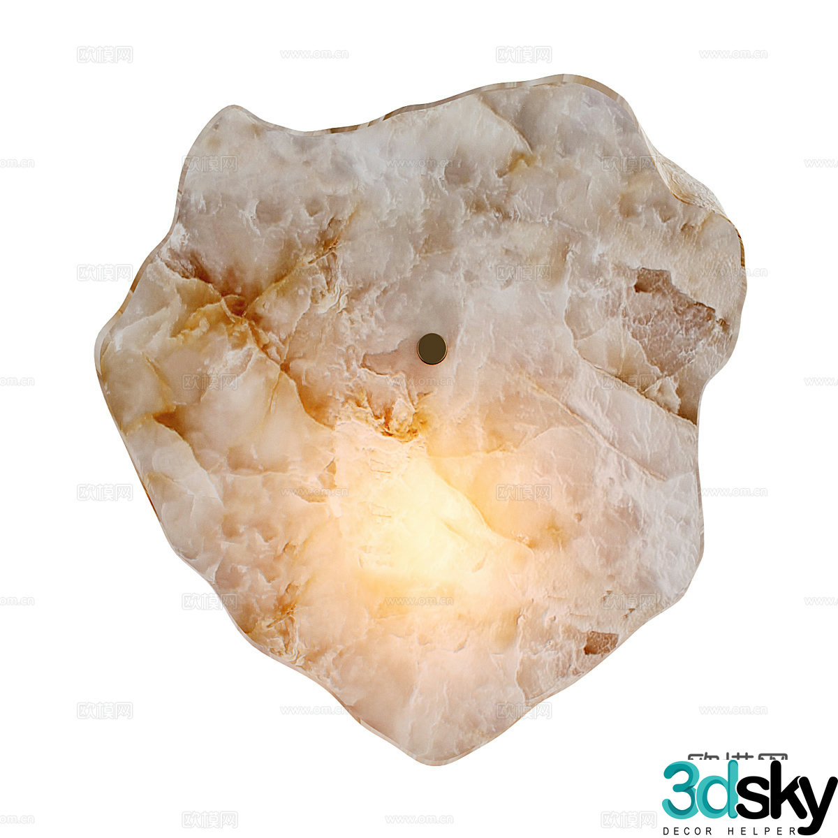 New Chinese style light luxury translucent stone decorative wall lamp 3D model