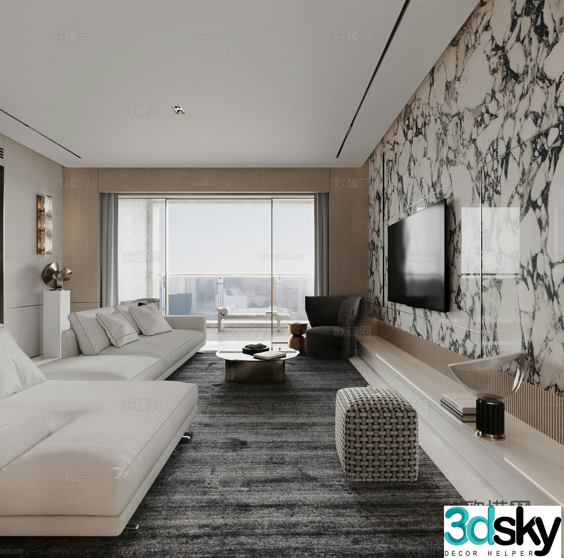 Modern Italian living room 3d model