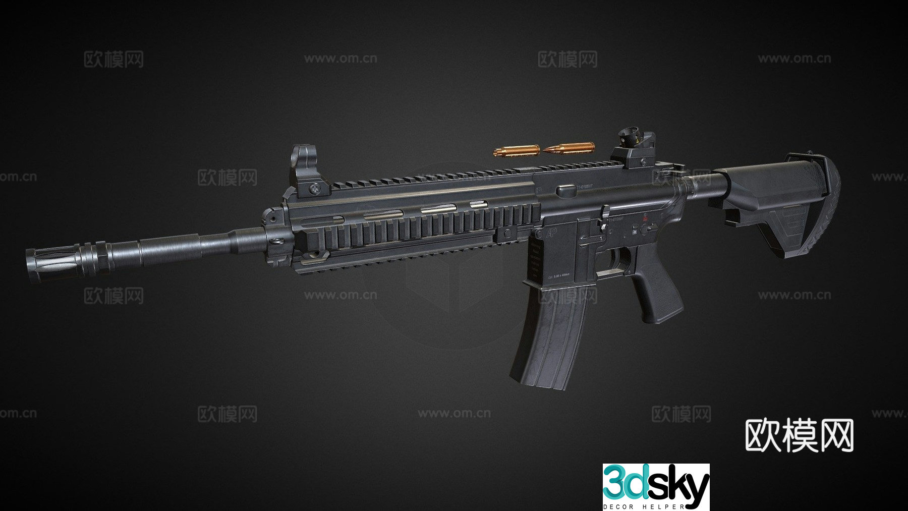 HK416 assault rifle 3d model