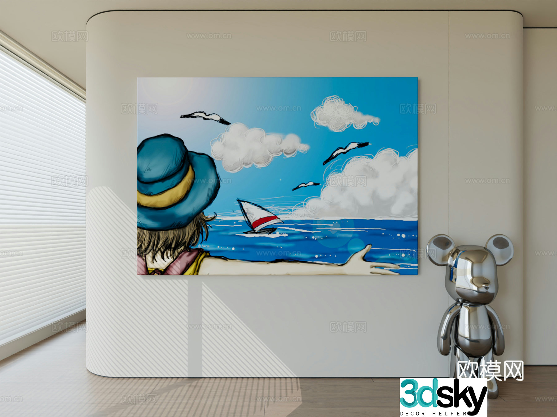 Modern minimalist hanging painting abstract art hanging painting 3d model