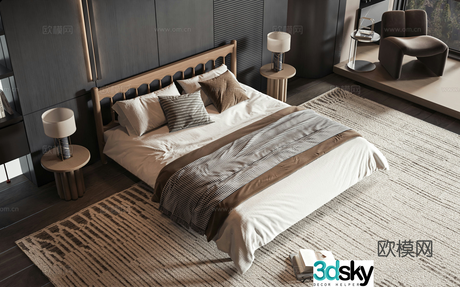 New Chinese style product bed 3D model