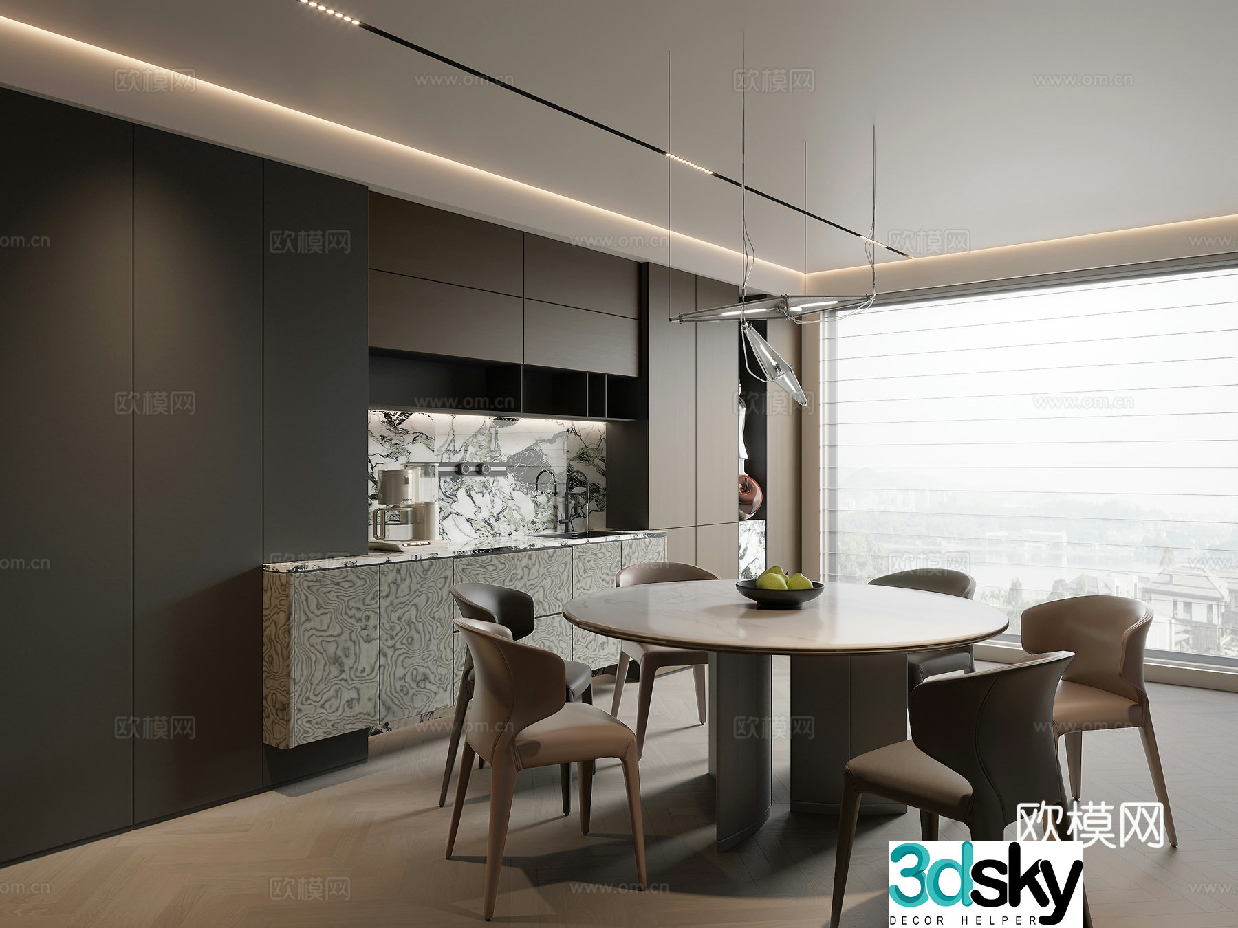 Italian minimalist restaurant 3D model
