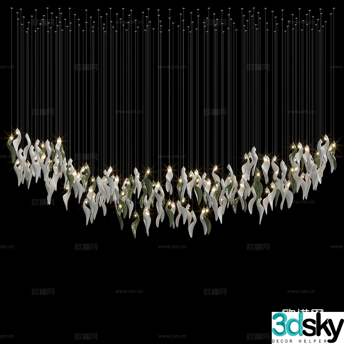 New Chinese light luxury craft chandelier 3D model