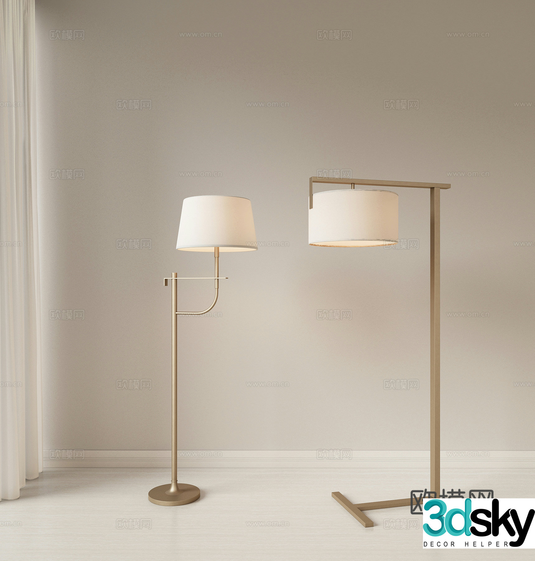 Modern light luxury floor lamp Fishing lamp Living room floor lamp Study room floor lamp Retro floor lamp 3D model